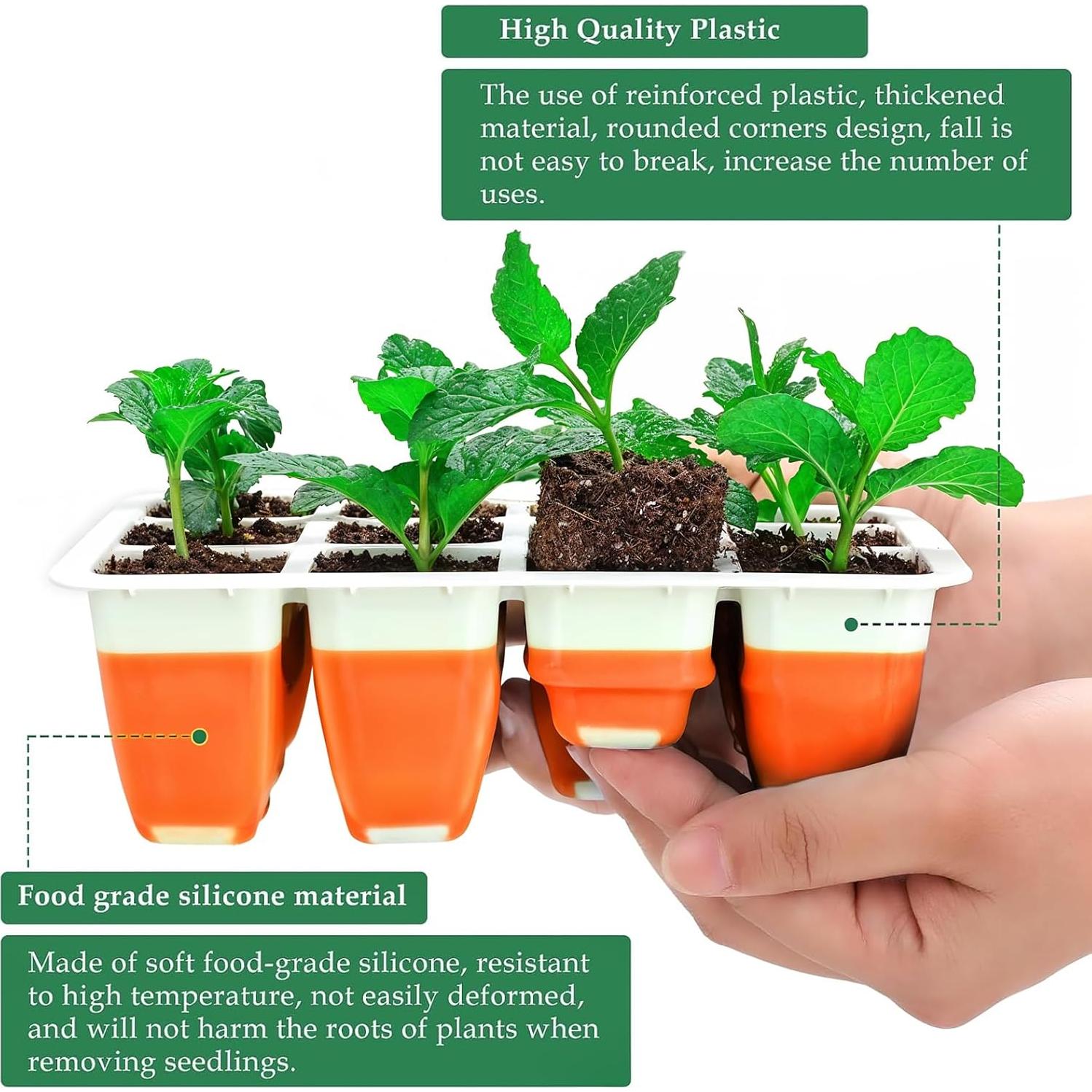 Kit de Inicio de Semillas Ryscam 6 Piezas Silicona Naranja