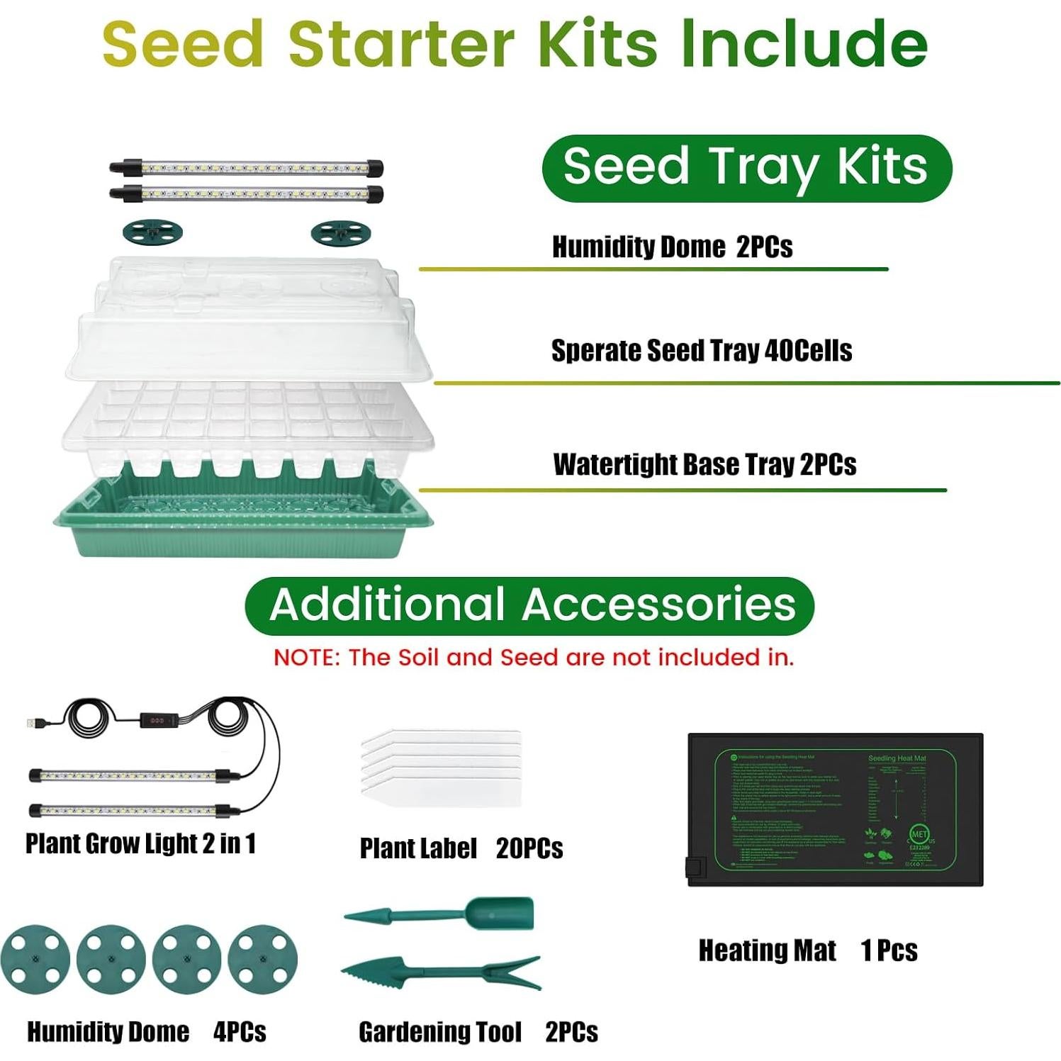 Kit de Inicio de Semillas MQHUAYU con Luz y Calefacción