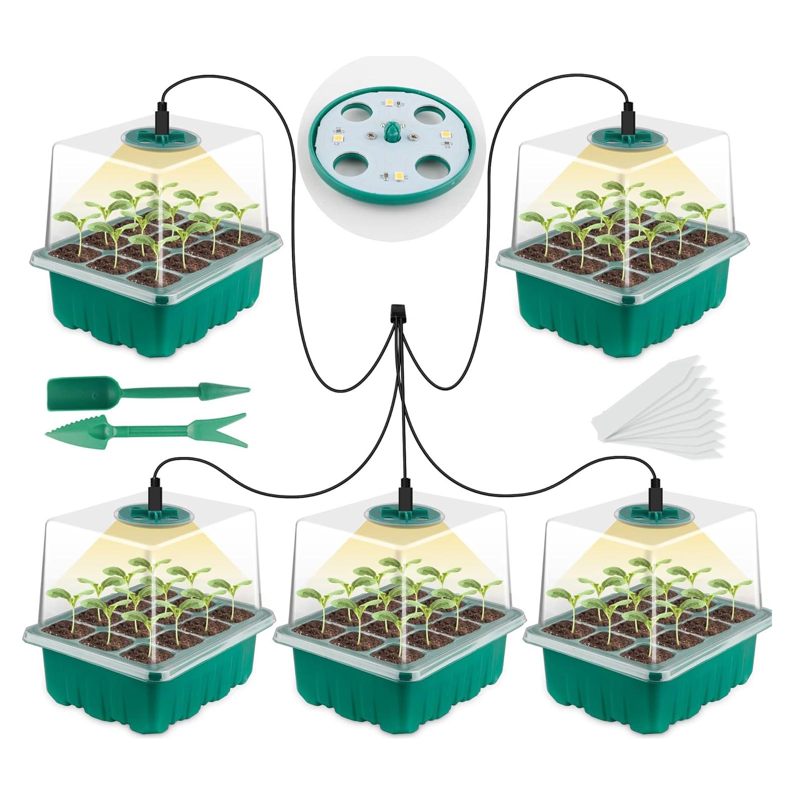 Bandeja de Germinación de Semillas NEWKITS con Luz LED 12 Celdas