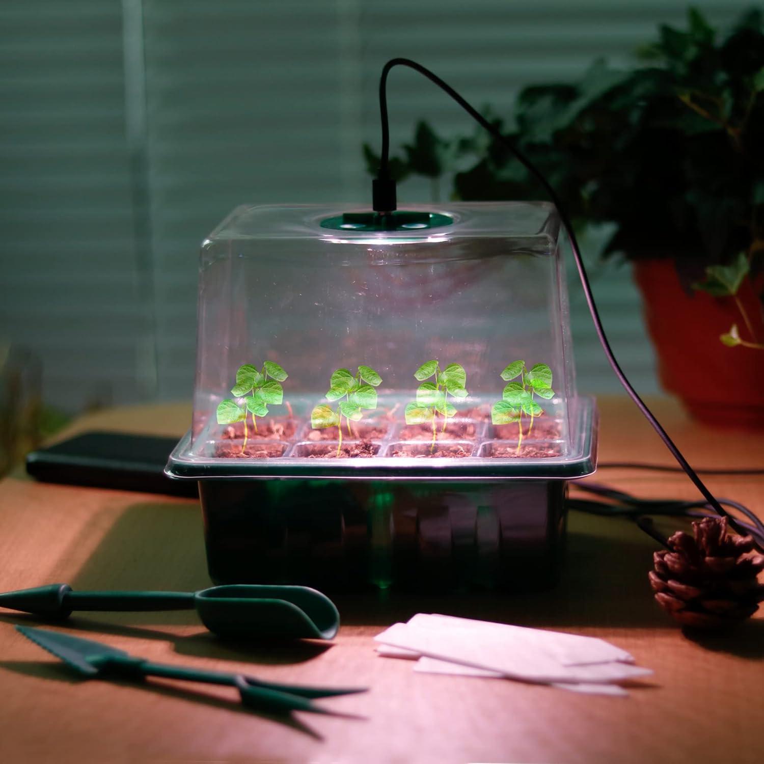 Bandeja de Germinación de Semillas NEWKITS con Luz LED 12 Celdas