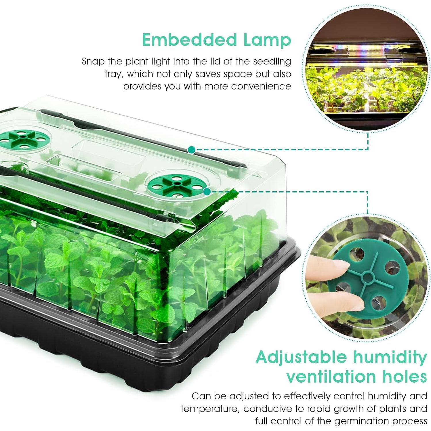 Bandeja de Inicio de Semillas Ryscam con Luz Crecimiento 96 Celdas