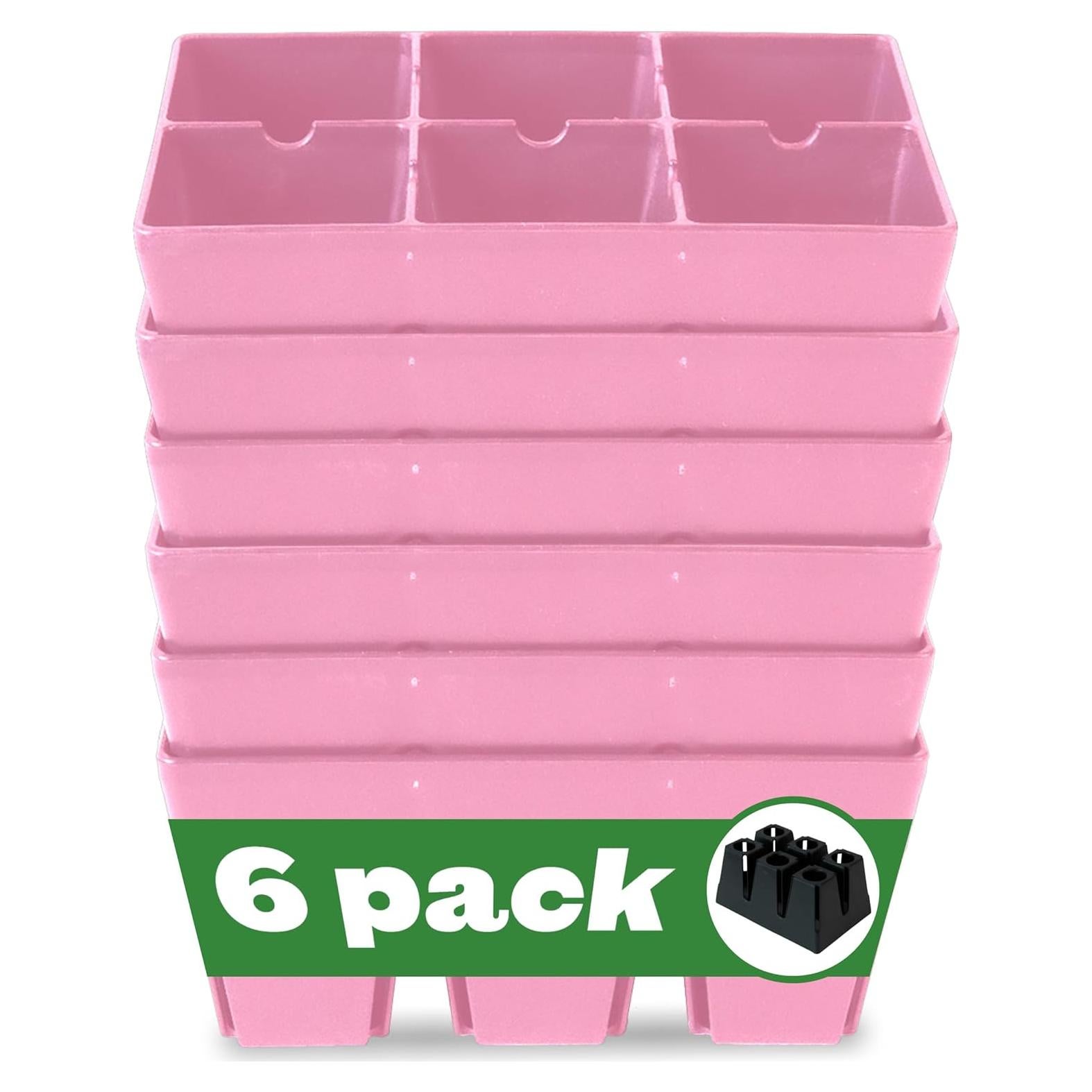 Bandeja de Inicio de Semillas Epic Gardening - 6 Celdas Rosa