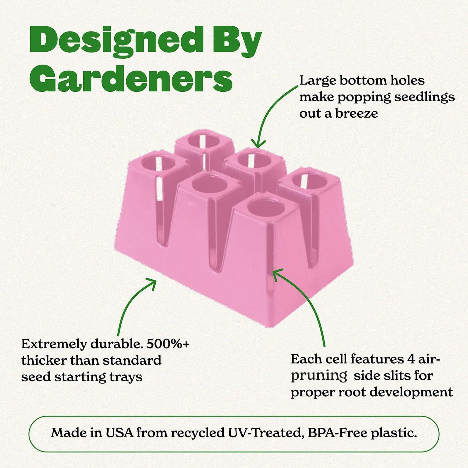 Bandeja de Inicio de Semillas Epic Gardening - 6 Celdas Rosa