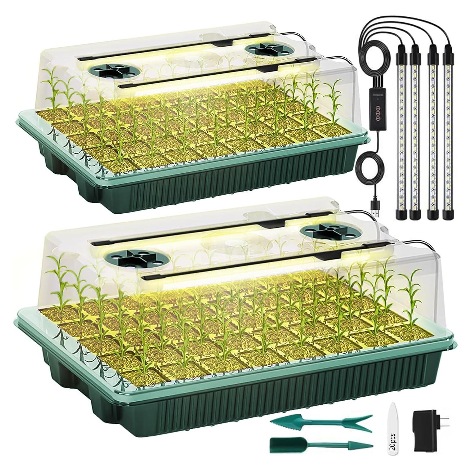 Bandeja de Inicio de Semillas SZSJA con Luz Ajustable 80 Celdas