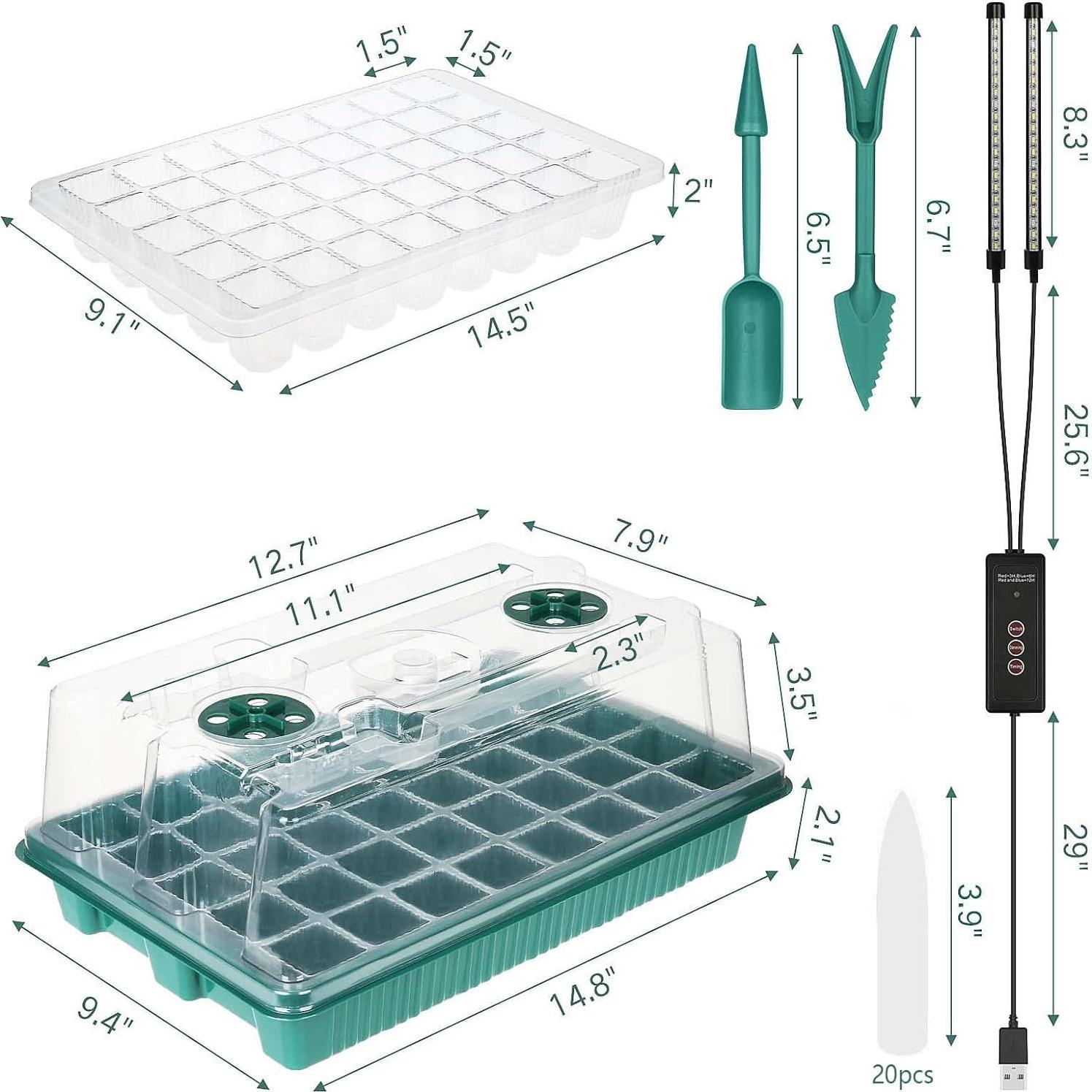 Bandeja de Inicio de Semillas SZSJA con Luz Ajustable 80 Celdas