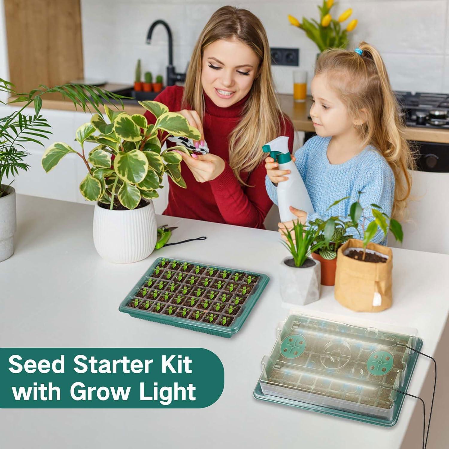 Bandeja de Inicio de Semillas SZSJA con Luz Ajustable 80 Celdas