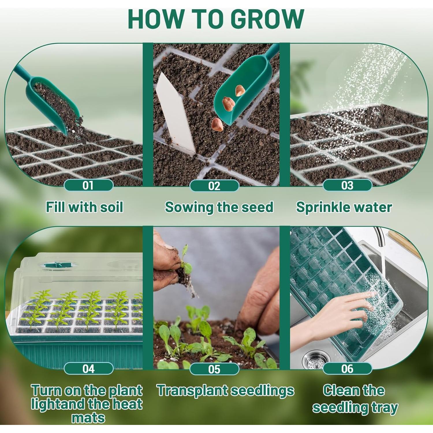 Kit de Germinación de Semillas ZionYond con Luz LED 80 Celdas