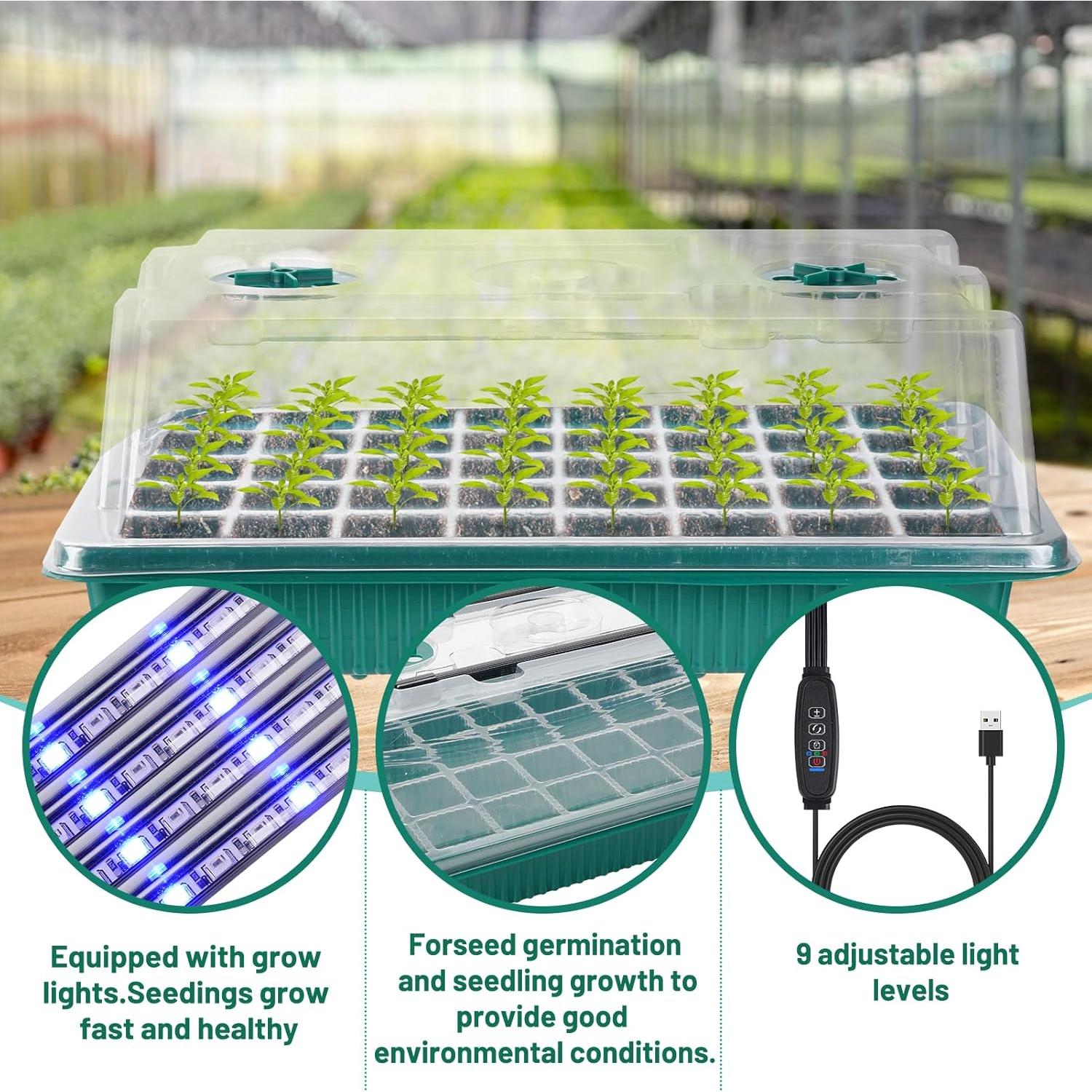 Kit de Germinación de Semillas ZionYond con Luz LED 80 Celdas