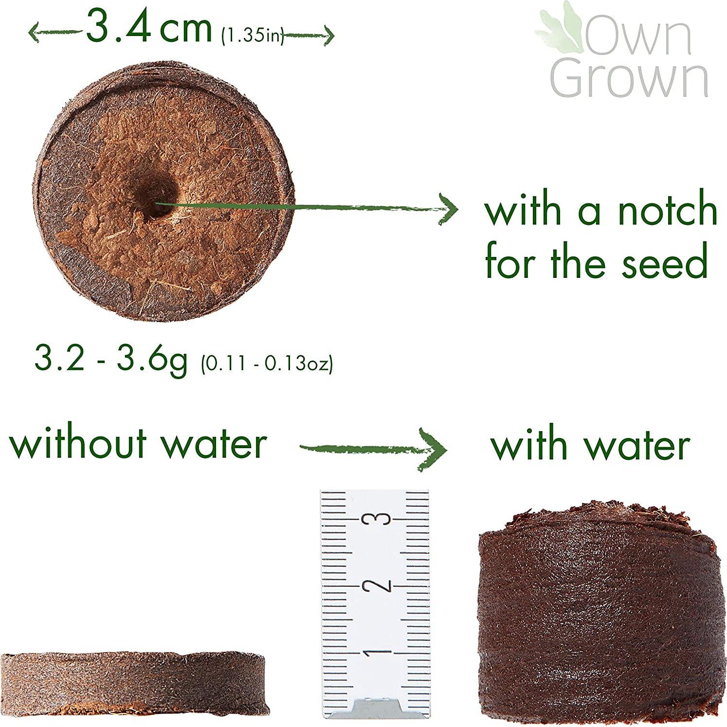 Pellets de Coco Coir OwnGrown - 125 Tapones para Semillas
