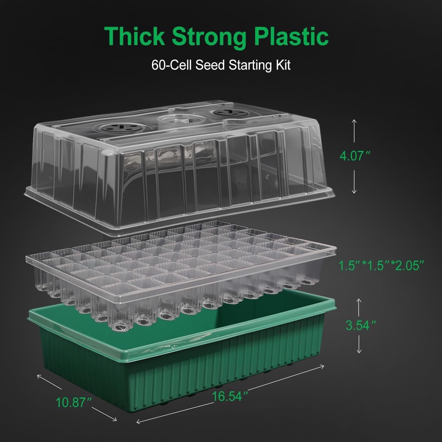Bandeja de Inicio de Semillas TONYFUL con Luz de Crecimiento 60 Celdas