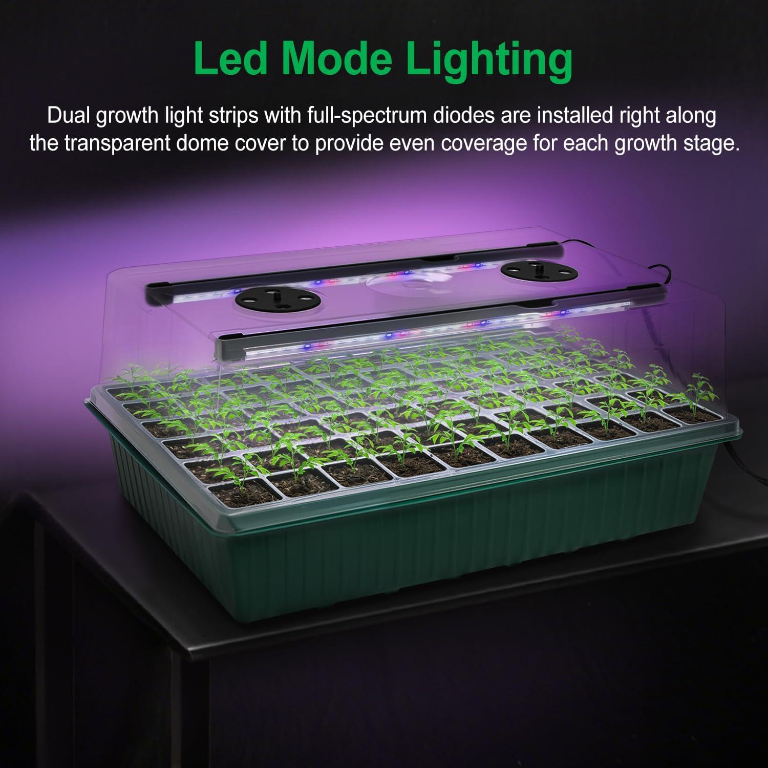 Bandeja de Inicio de Semillas TONYFUL con Luz de Crecimiento 60 Celdas