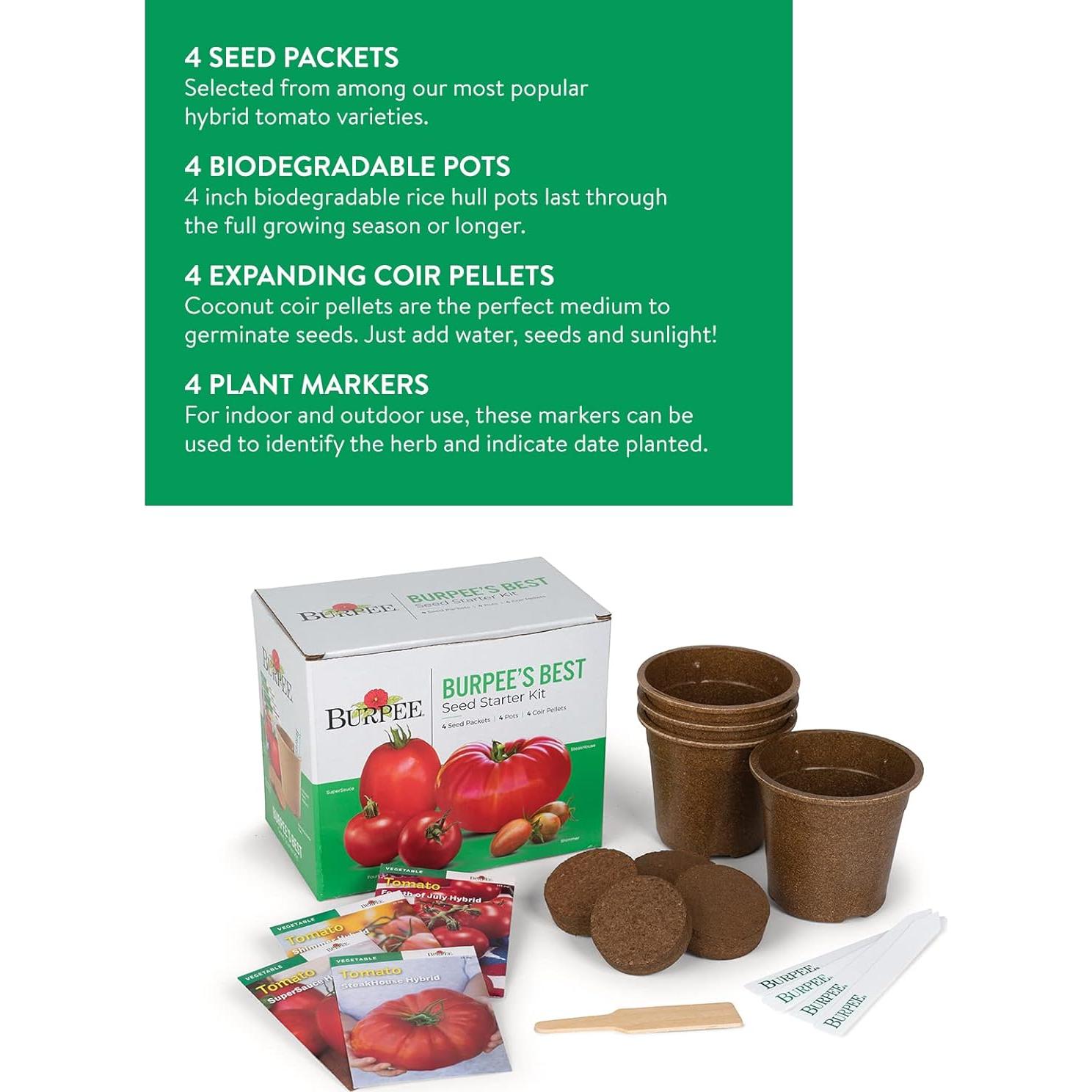 Kit de Inicio de Semillas de Tomate Burpee - 4 Variedades