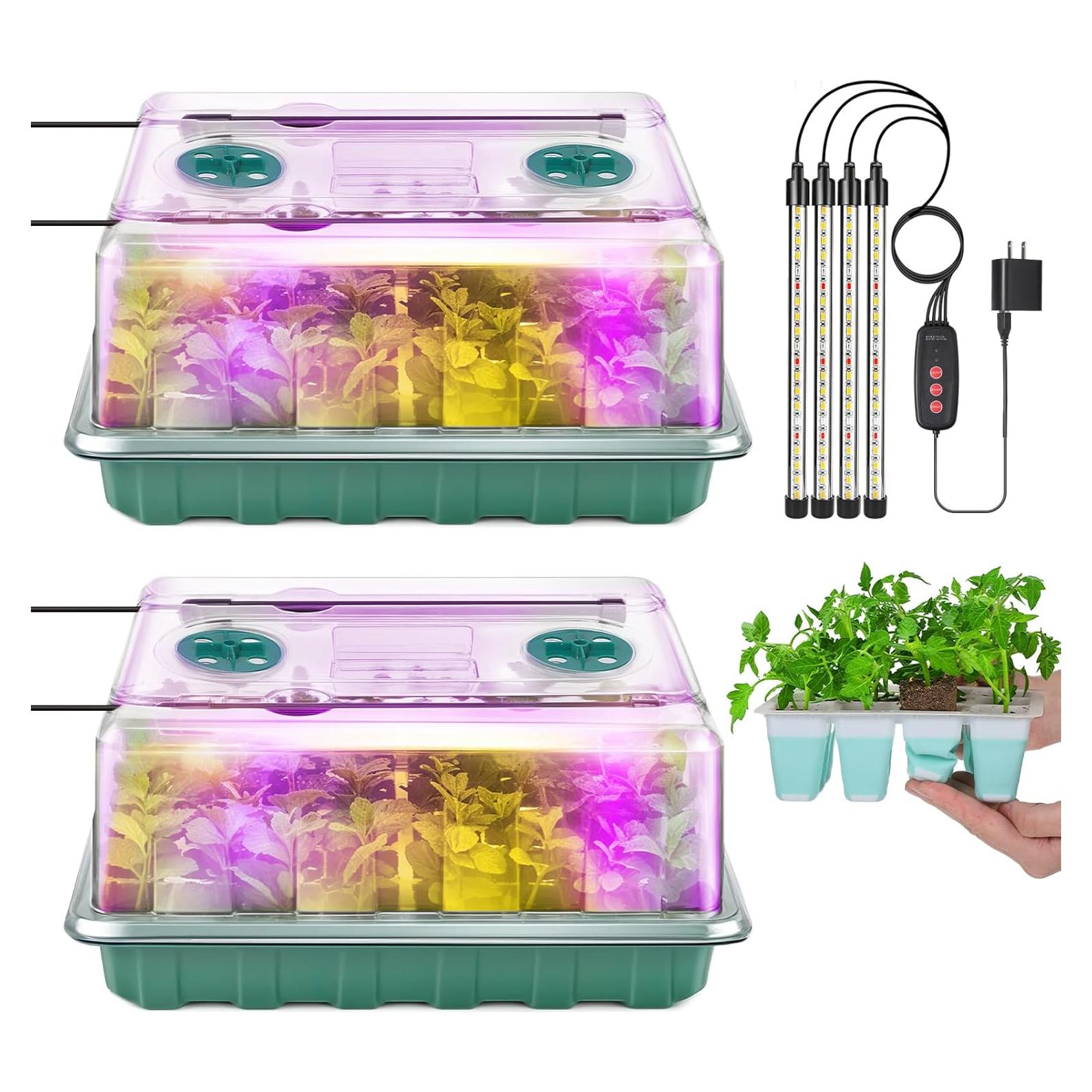 Bandeja de Inicio de Semillas Ourhom con Luz de Crecimiento