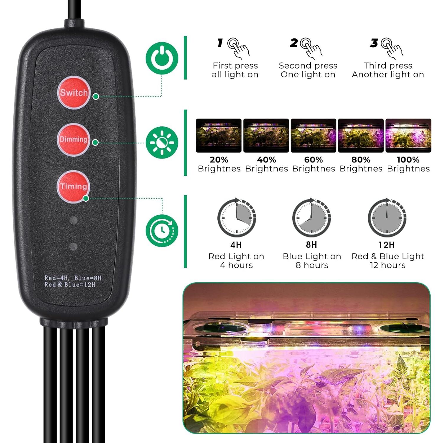 Bandeja de Inicio de Semillas Ourhom con Luz de Crecimiento