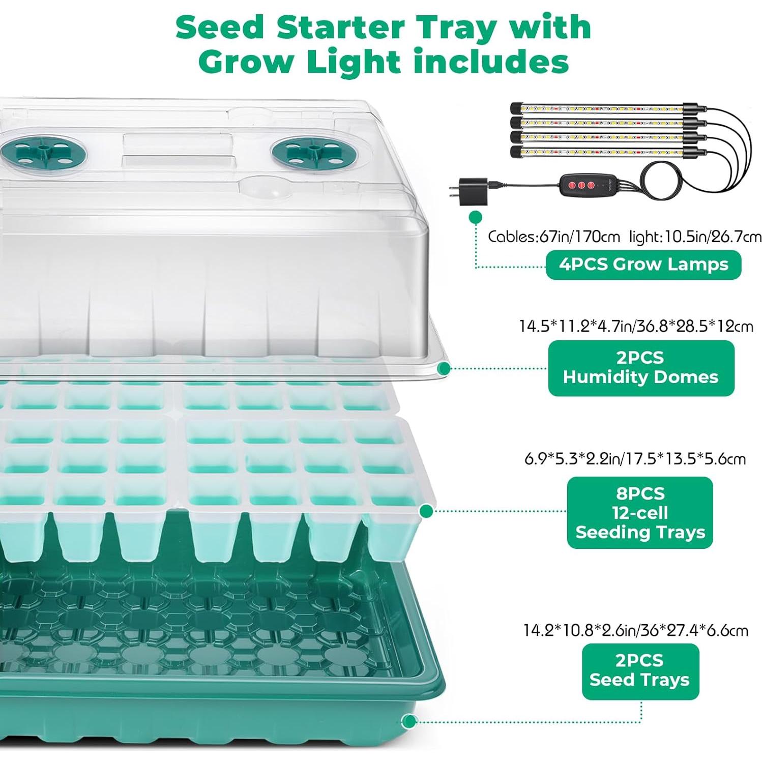 Bandeja de Inicio de Semillas Ourhom con Luz de Crecimiento
