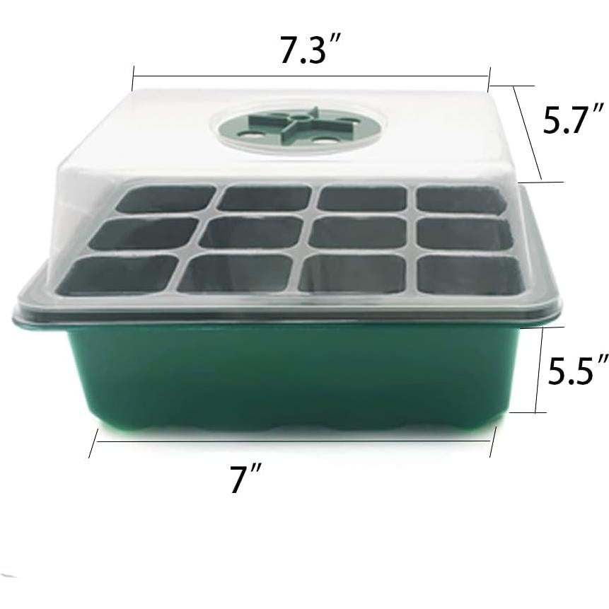 Bandeja para Semillas VANLAN 12 Celdas Verde con Tapa