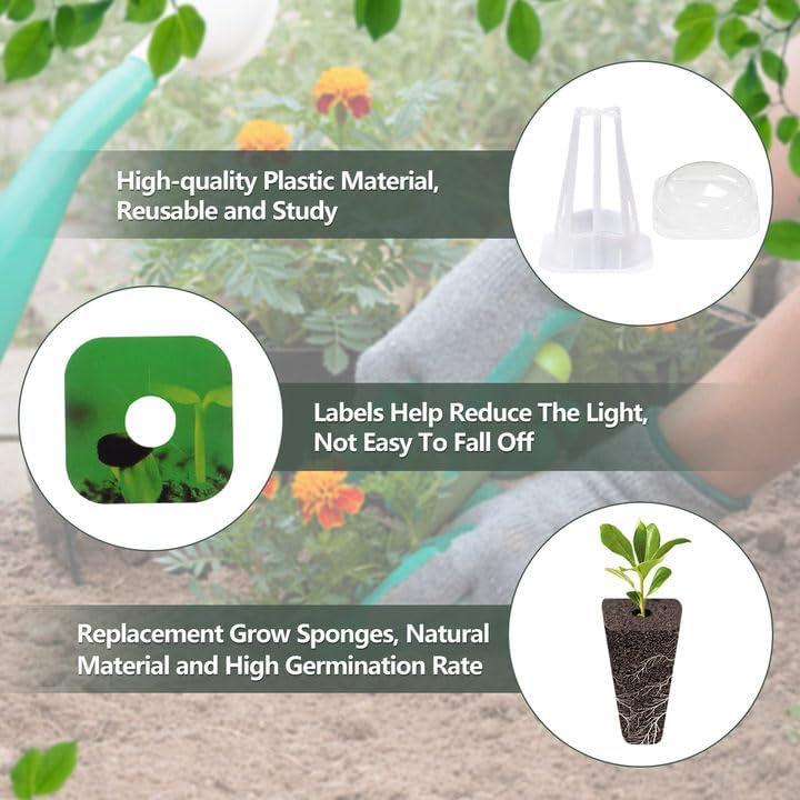 Kit de Cápsulas de Semillas Hidropónicas YBB - 30 Esponjas, Cestas y Domos