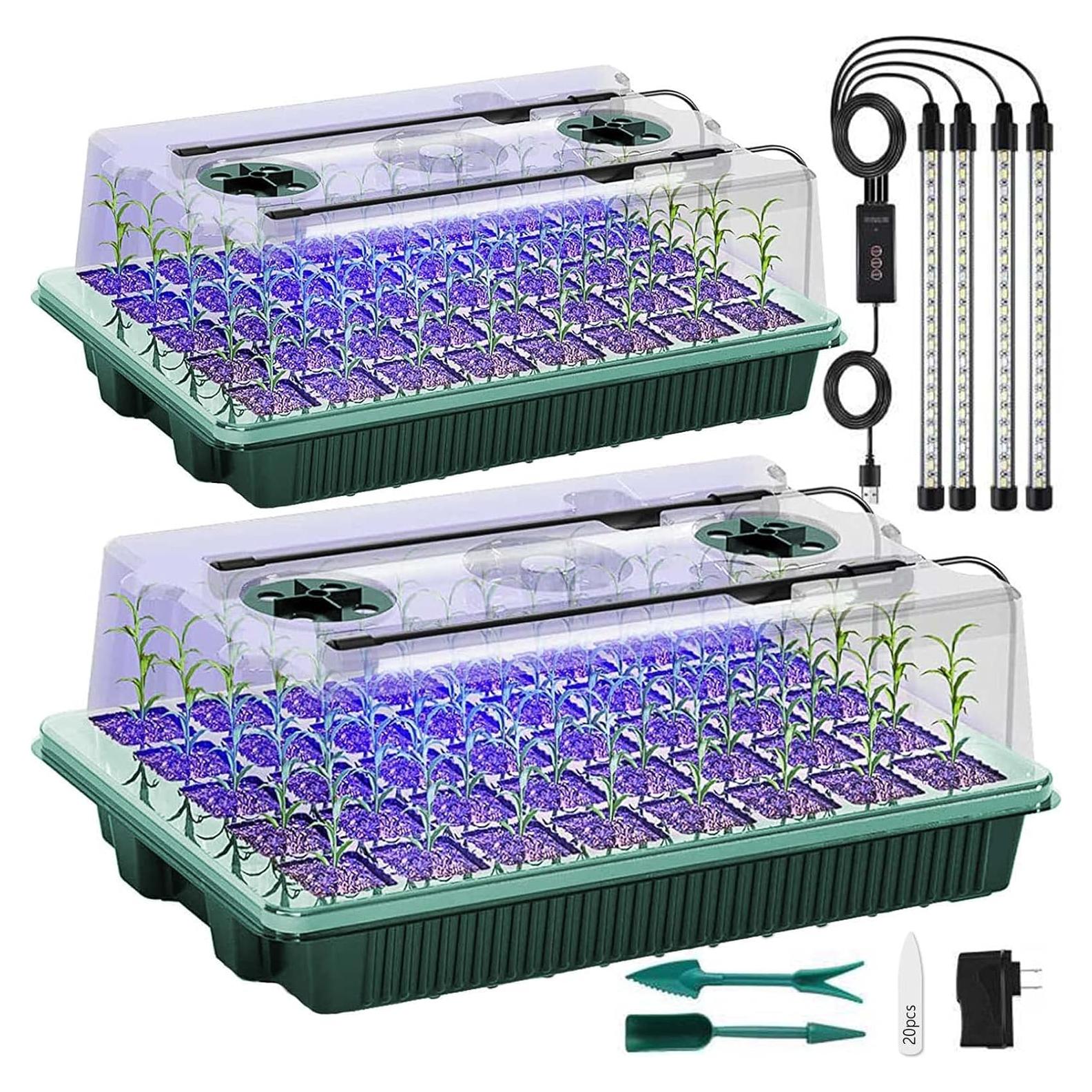 Bandeja de Inicio de Semillas SZSJA con Luz de Crecimiento 80 Celdas