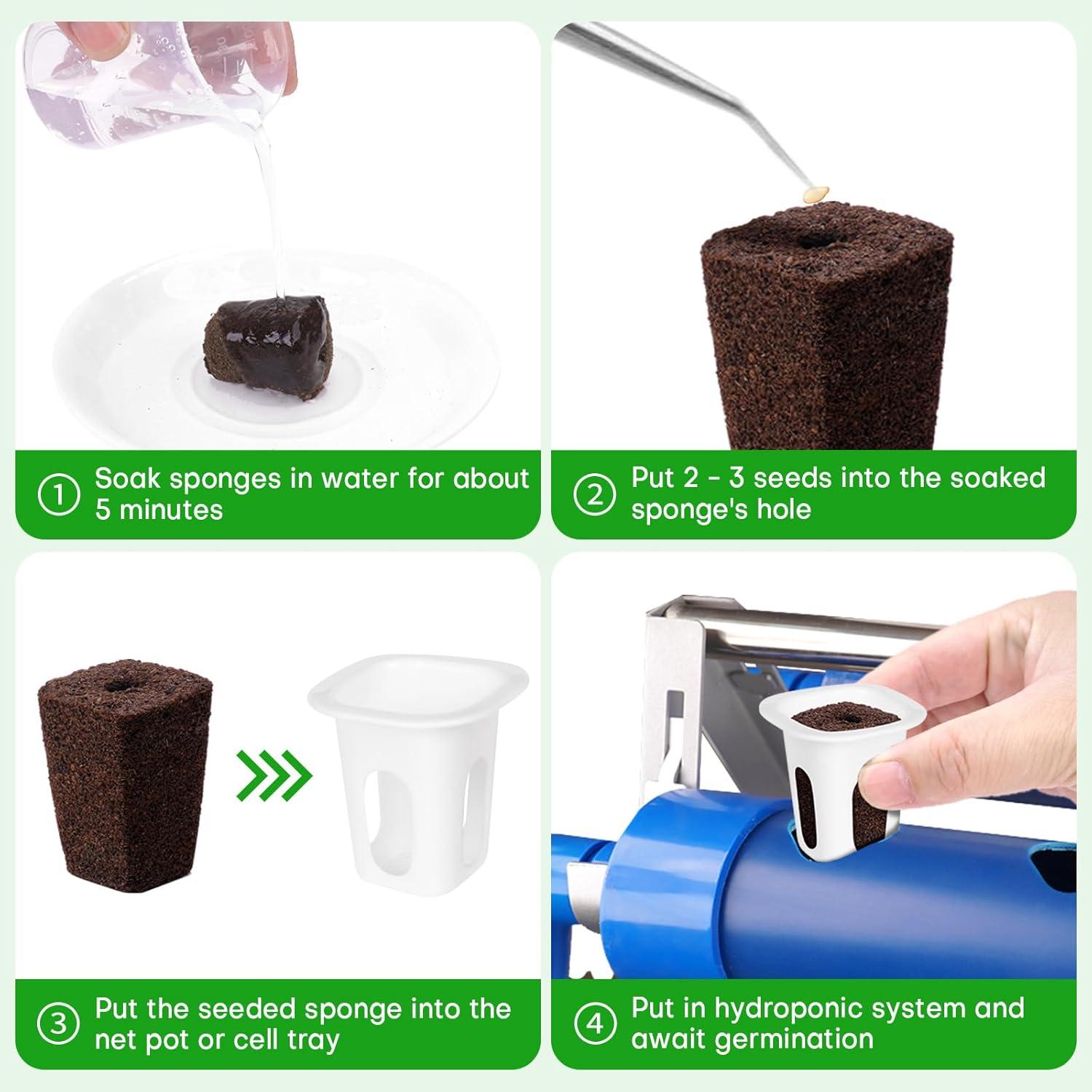 Esponjas de Crecimiento Hidropónico LAPOND - Paquete de 100 Unidades