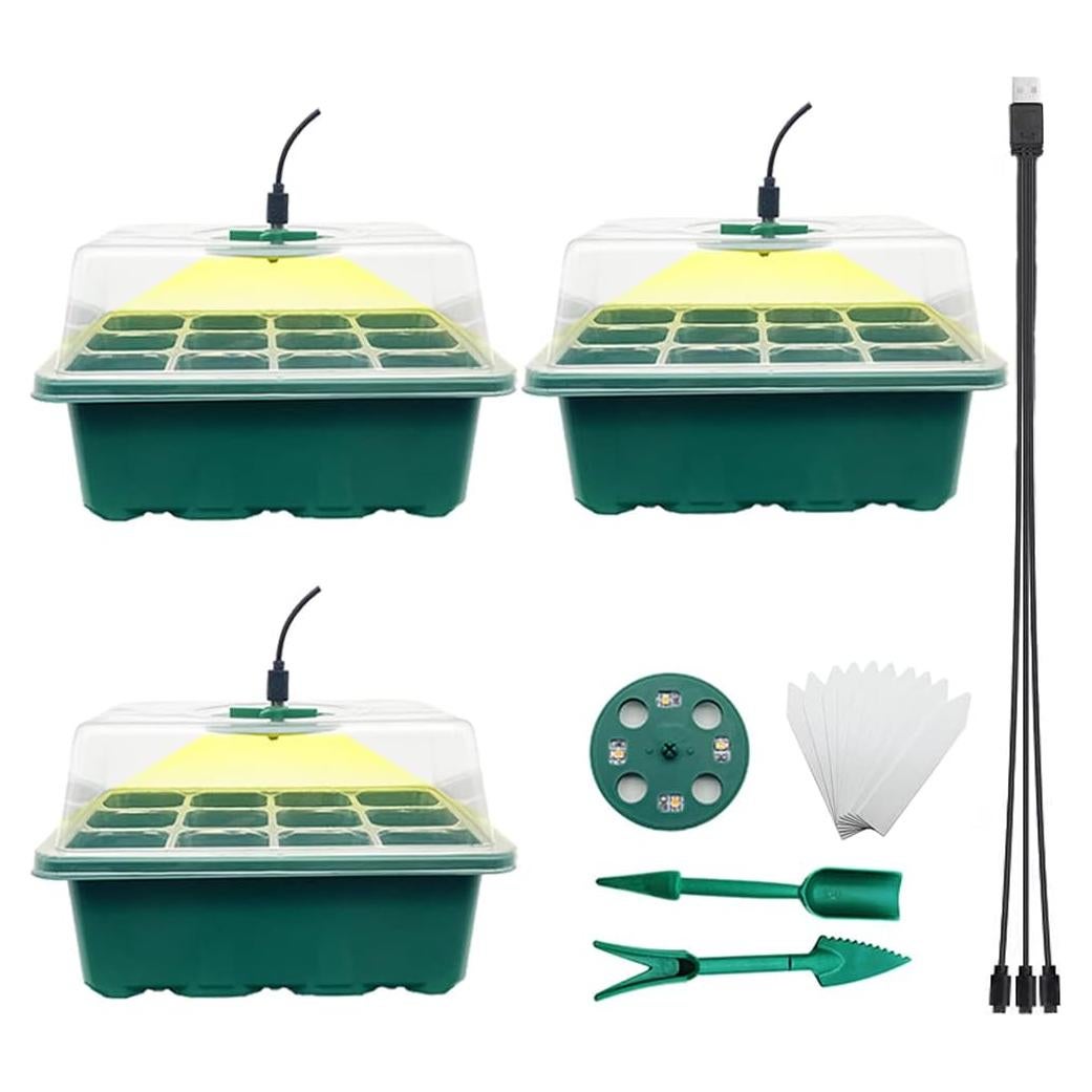 Kit de Inicio de Semillas YOOAEFRTY con Luz LED y Drenaje