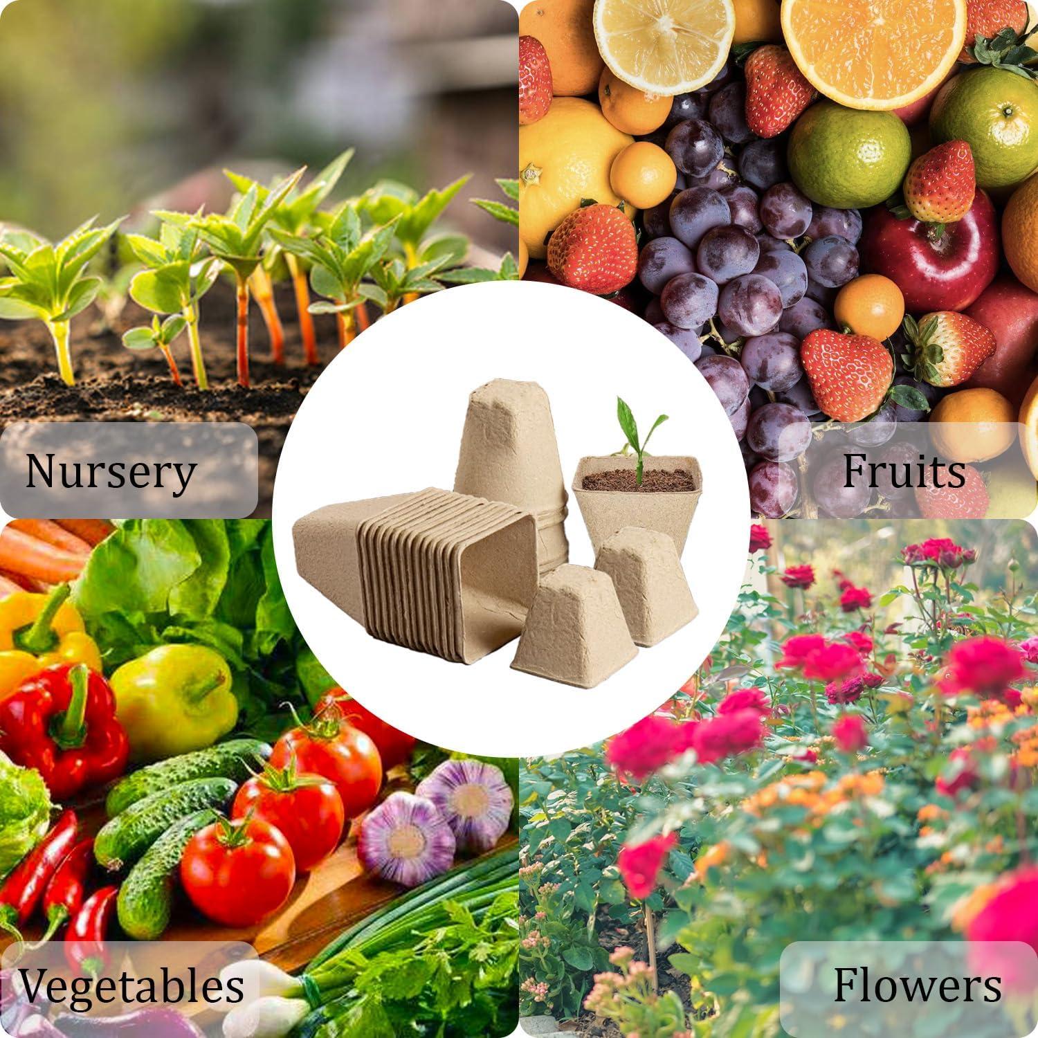 Kit de Macetas de Turba BEIGEMEI 120 Piezas Biodegradables