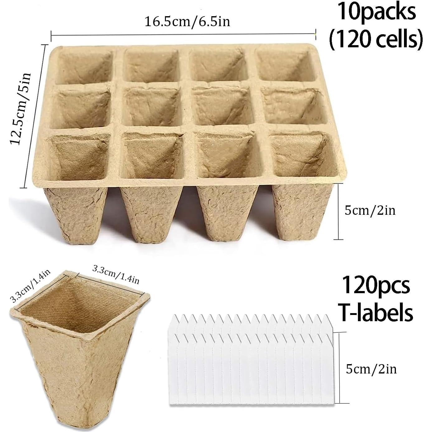 Kit de Macetas de Turba BEIGEMEI 120 Piezas Biodegradables