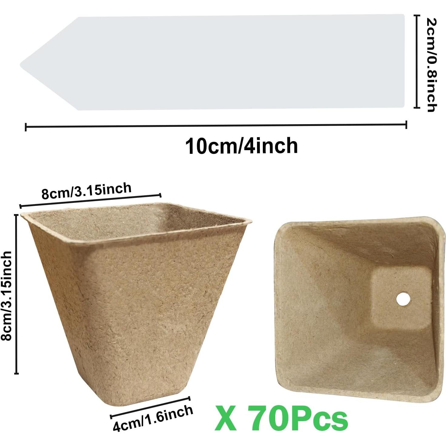 70 Macetas Biodegradables Cuadradas 8 cm Doubleggs para Jardín