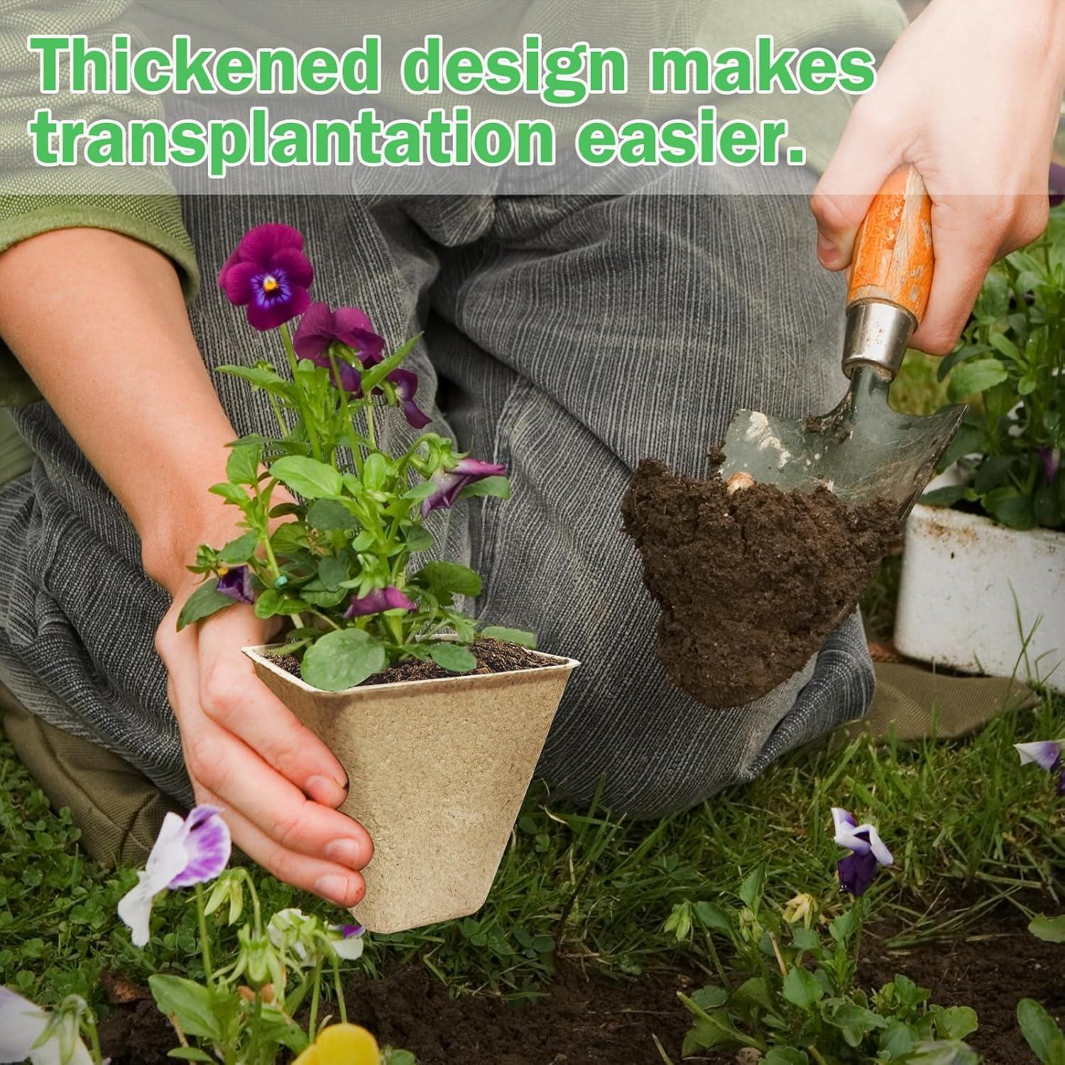 70 Macetas Biodegradables Cuadradas 8 cm Doubleggs para Jardín