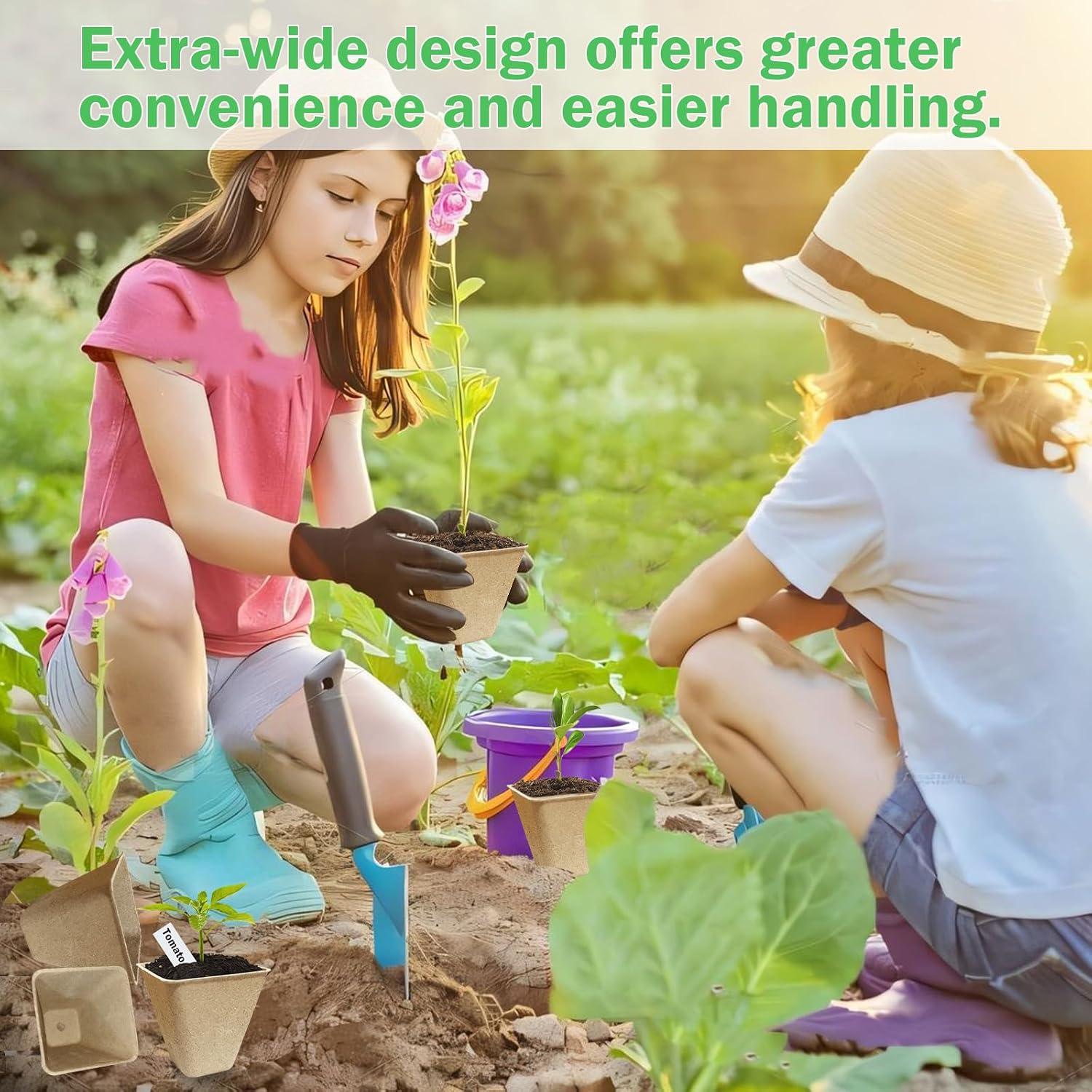 70 Macetas Biodegradables Cuadradas 8 cm Doubleggs para Jardín