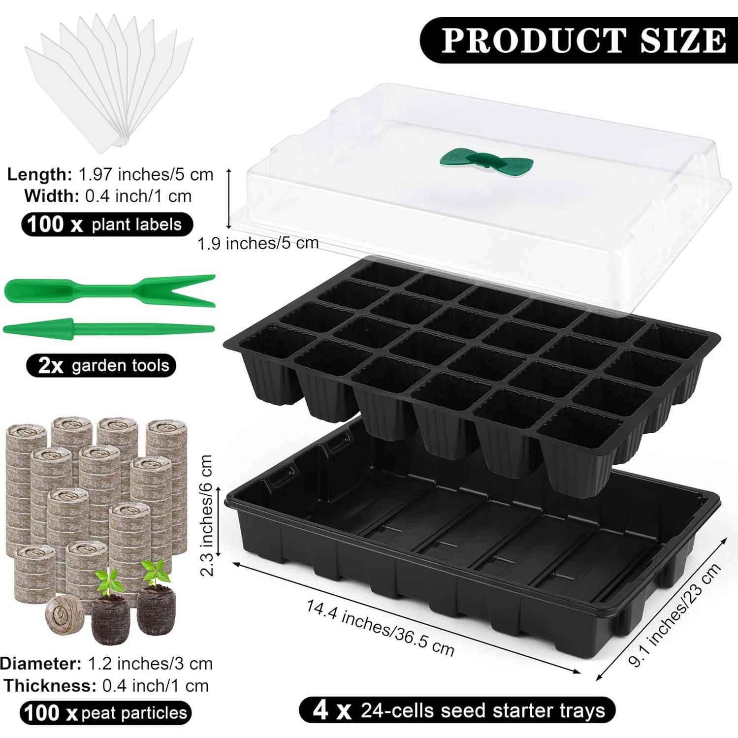 Kit de Inicio de Semillas Hahood 4 Bandejas 24 Celdas