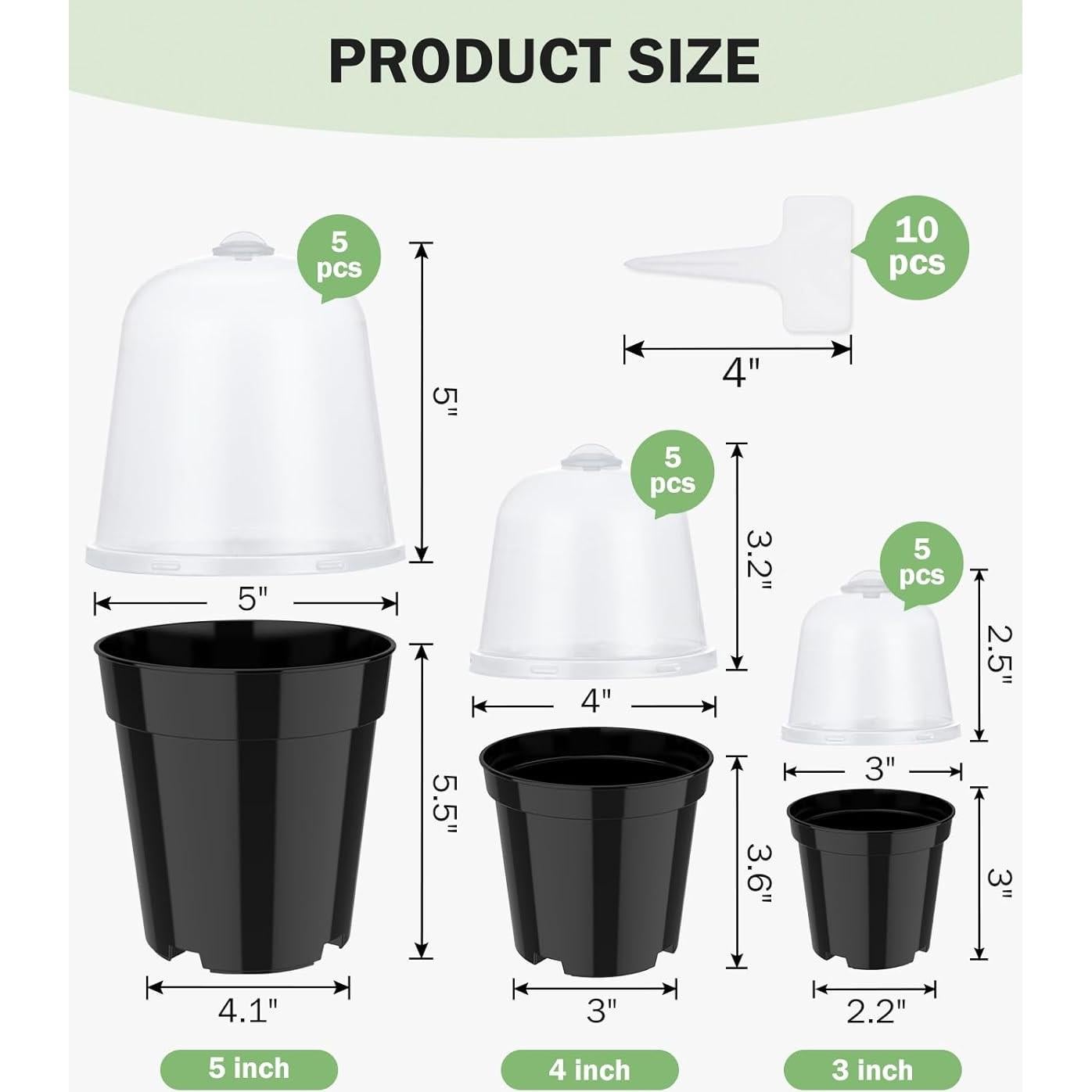 Macetas de Vivero Homenote 3/4/5 Pulgadas con Drenaje y Tapa