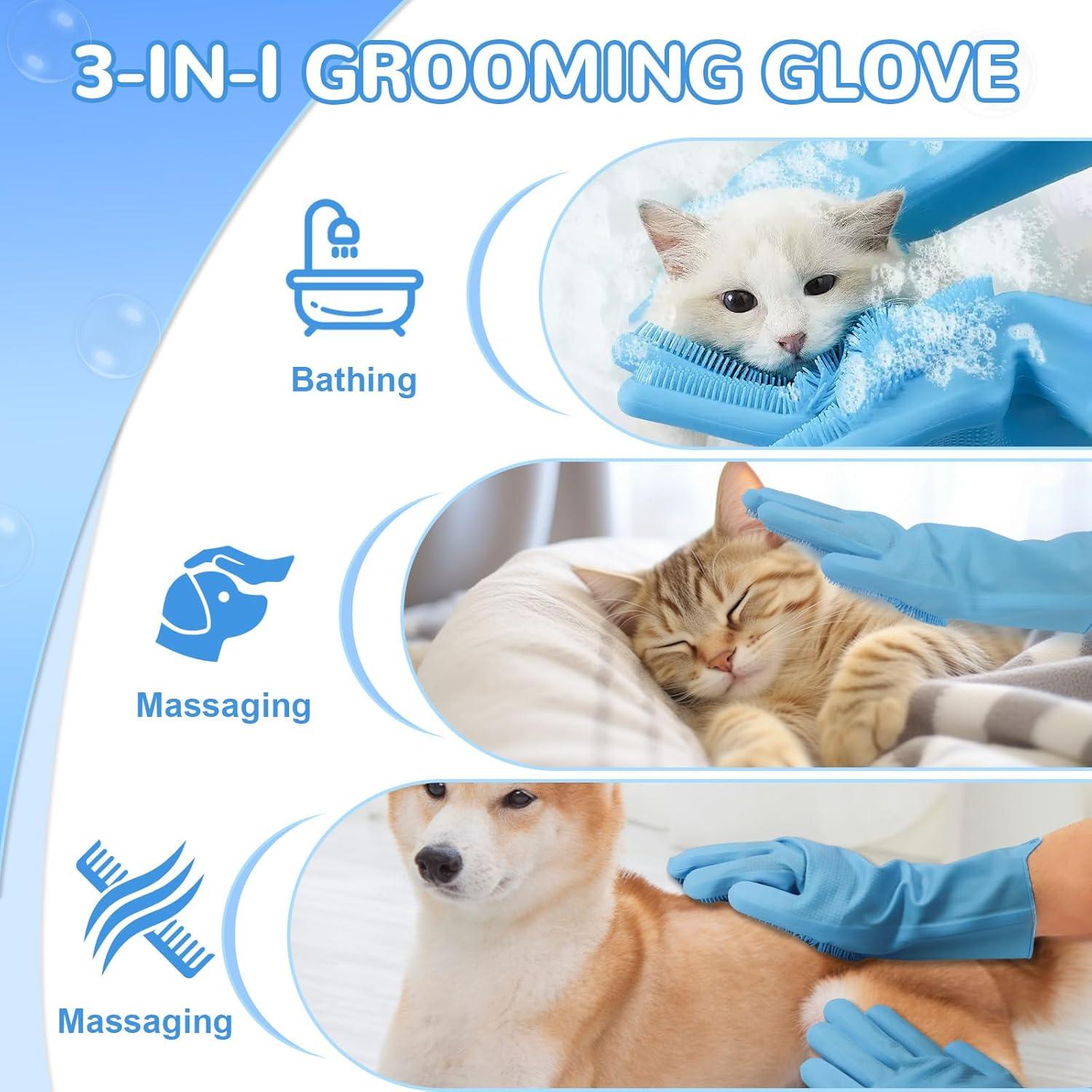 Guantes de Aseo para Mascotas WJWJA - Azul - 27.31x17.91cm