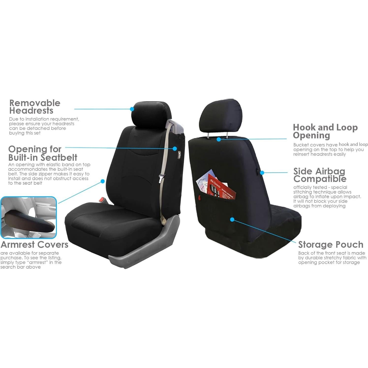 Funda de Asiento FH Group Negro Ajuste Universal Compatible Airbags