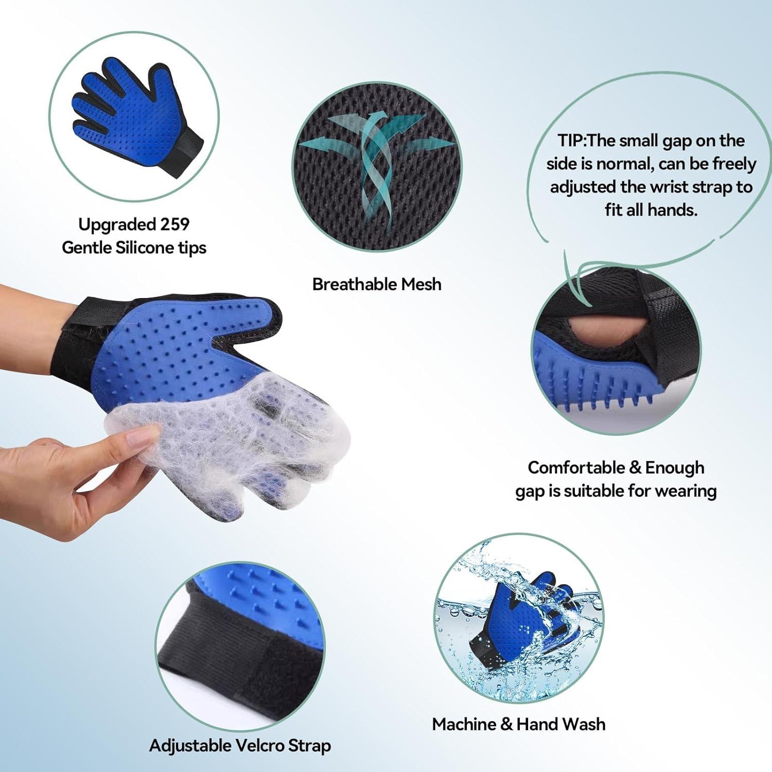 Set Quitapelos para Mascotas 4 Piezas Yunlnny - Guante y Cepillos