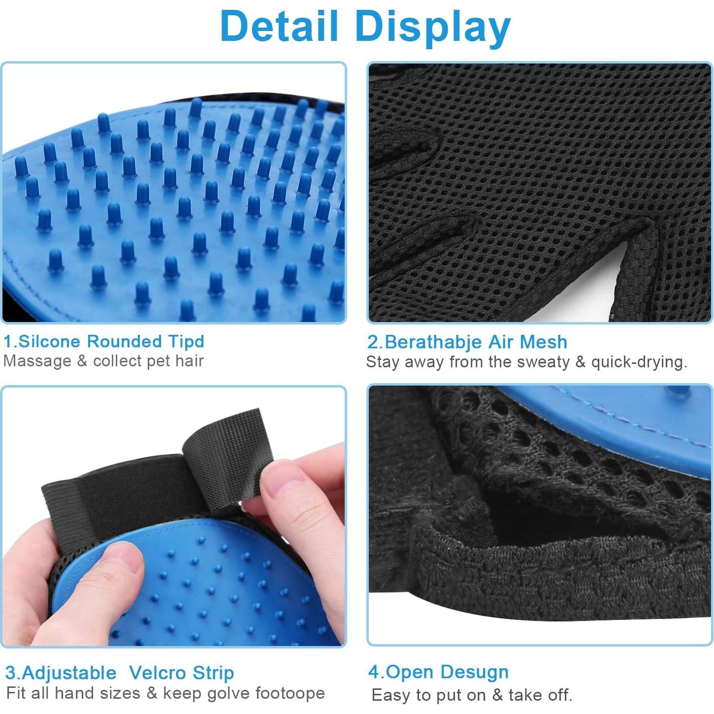 Guantes de Aseo para Mascotas Yrighjo 2PCS Azul - Deshedding