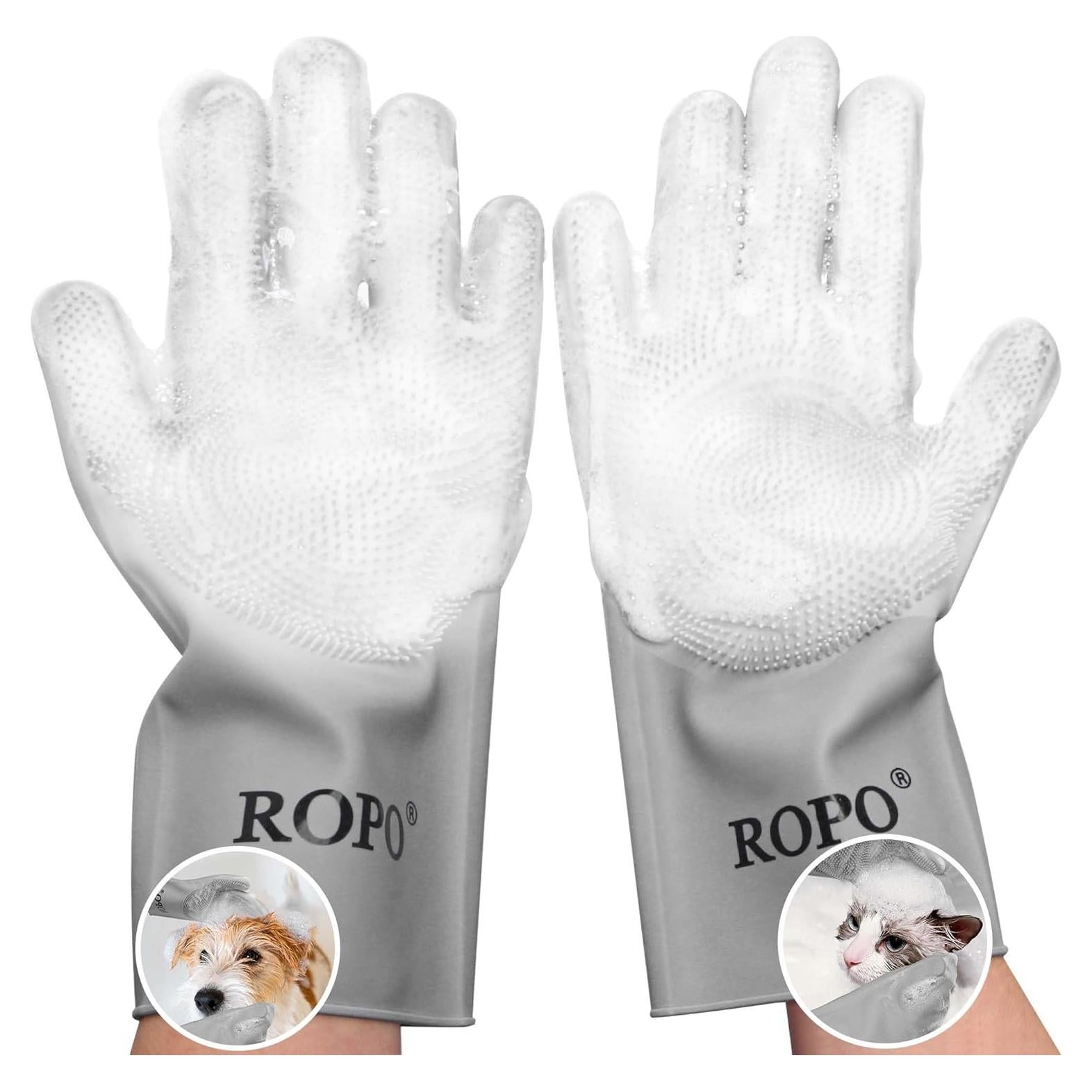 Guantes de Silicona ROPO para Cuidado de Mascotas - Gris