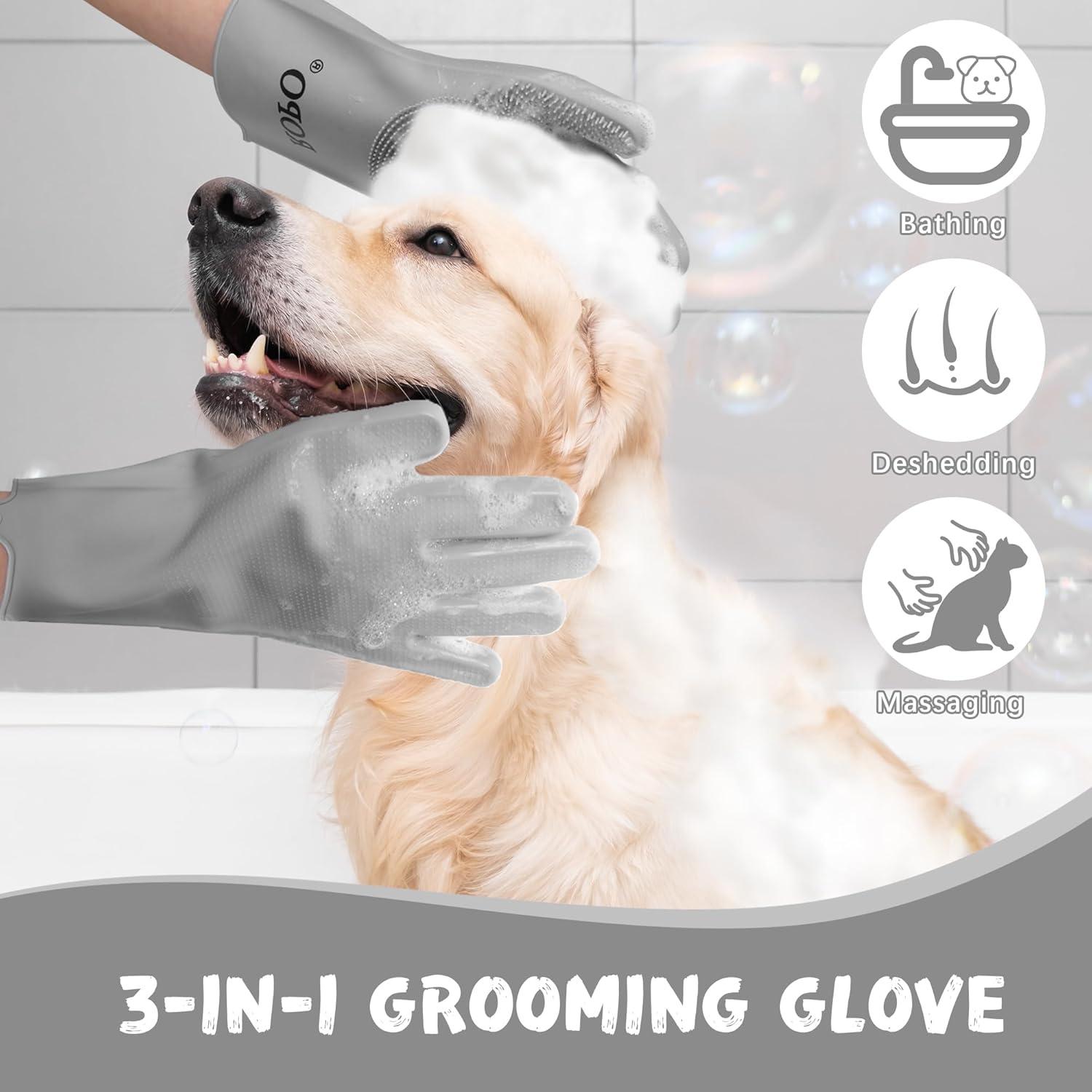 Guantes de Silicona ROPO para Cuidado de Mascotas - Gris