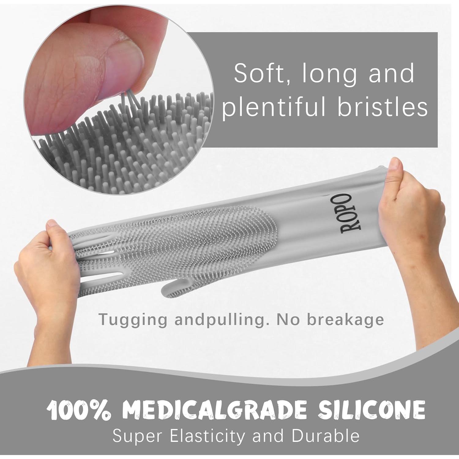 Guantes de Silicona ROPO para Cuidado de Mascotas - Gris