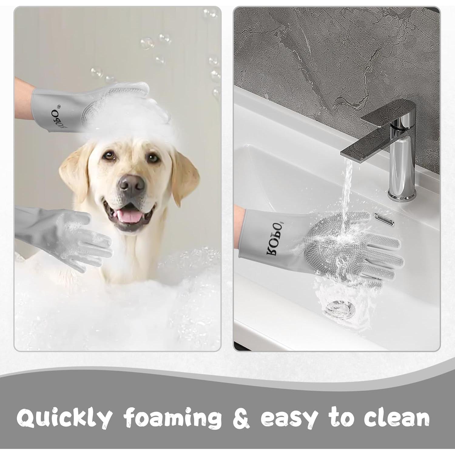 Guantes de Silicona ROPO para Cuidado de Mascotas - Gris