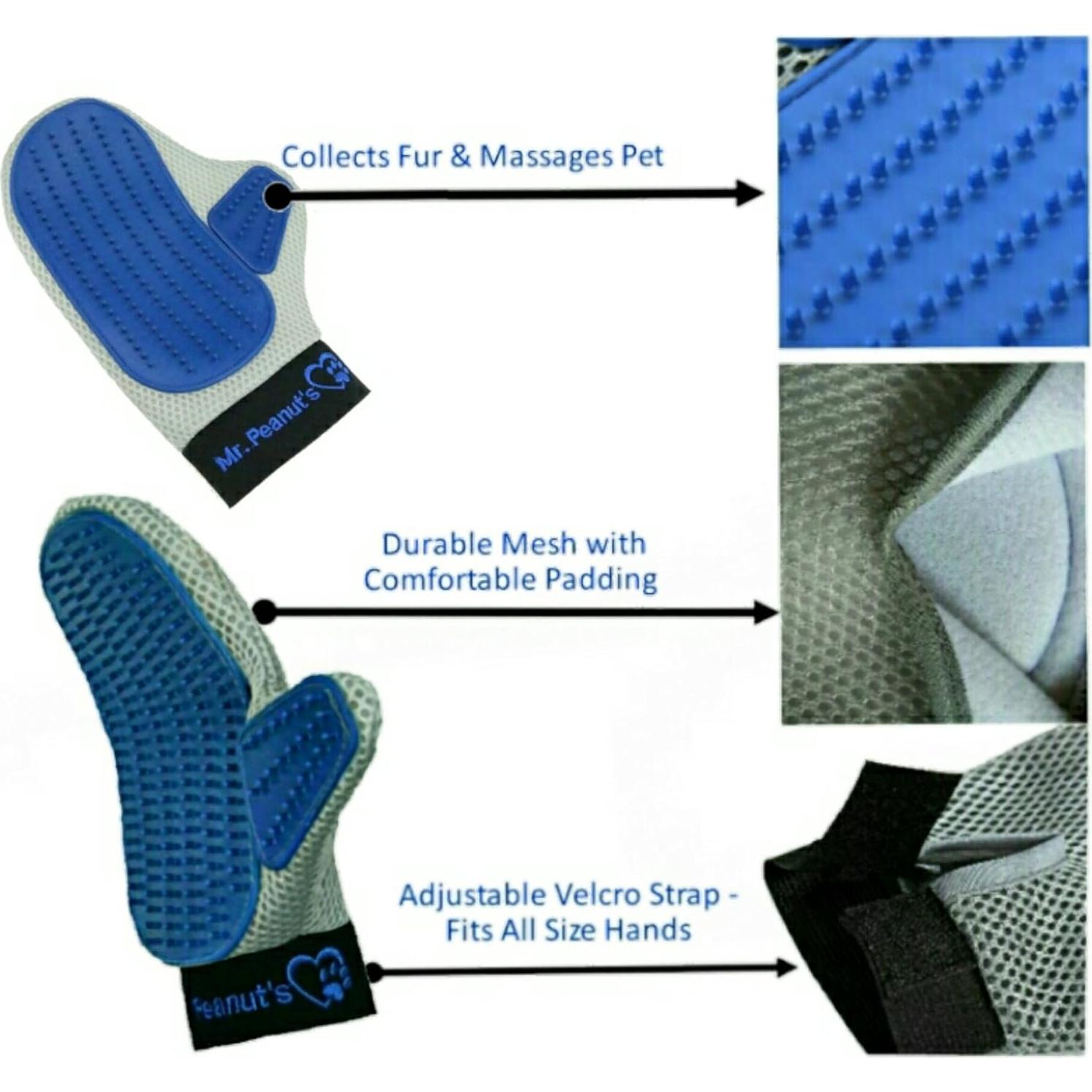 Guante de Aseo Mr. Peanut para Deshedding de Mascotas - 23x17cm