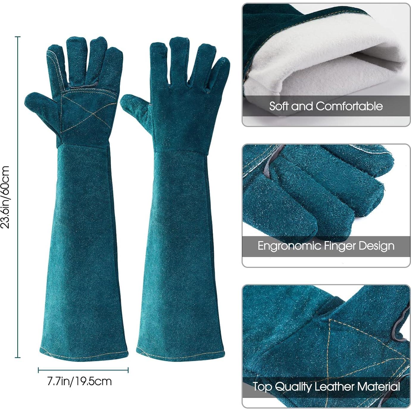 Guantes de Manejo de Animales AOWPFVV 60cm Doble Cuero