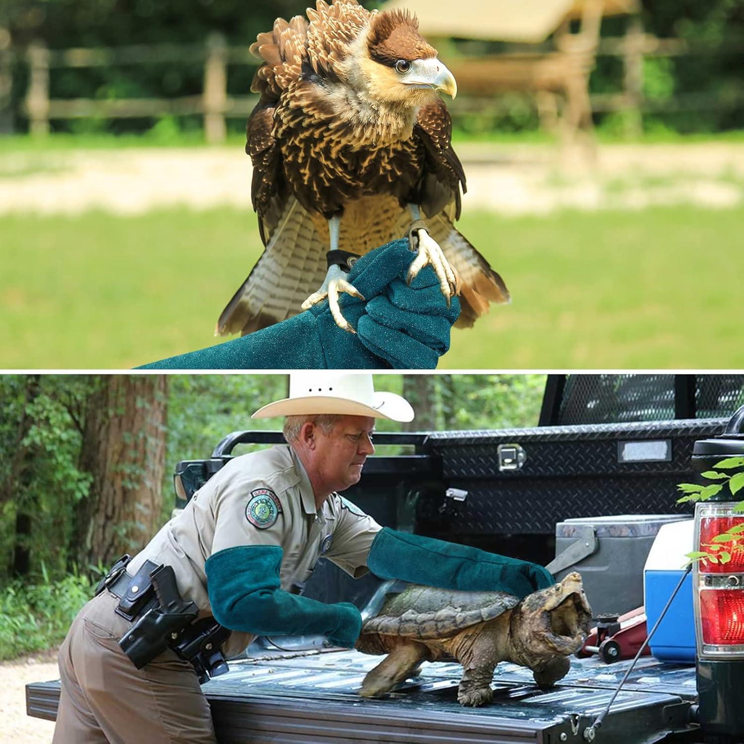 Guantes de Manejo de Animales AOWPFVV 60cm Doble Cuero