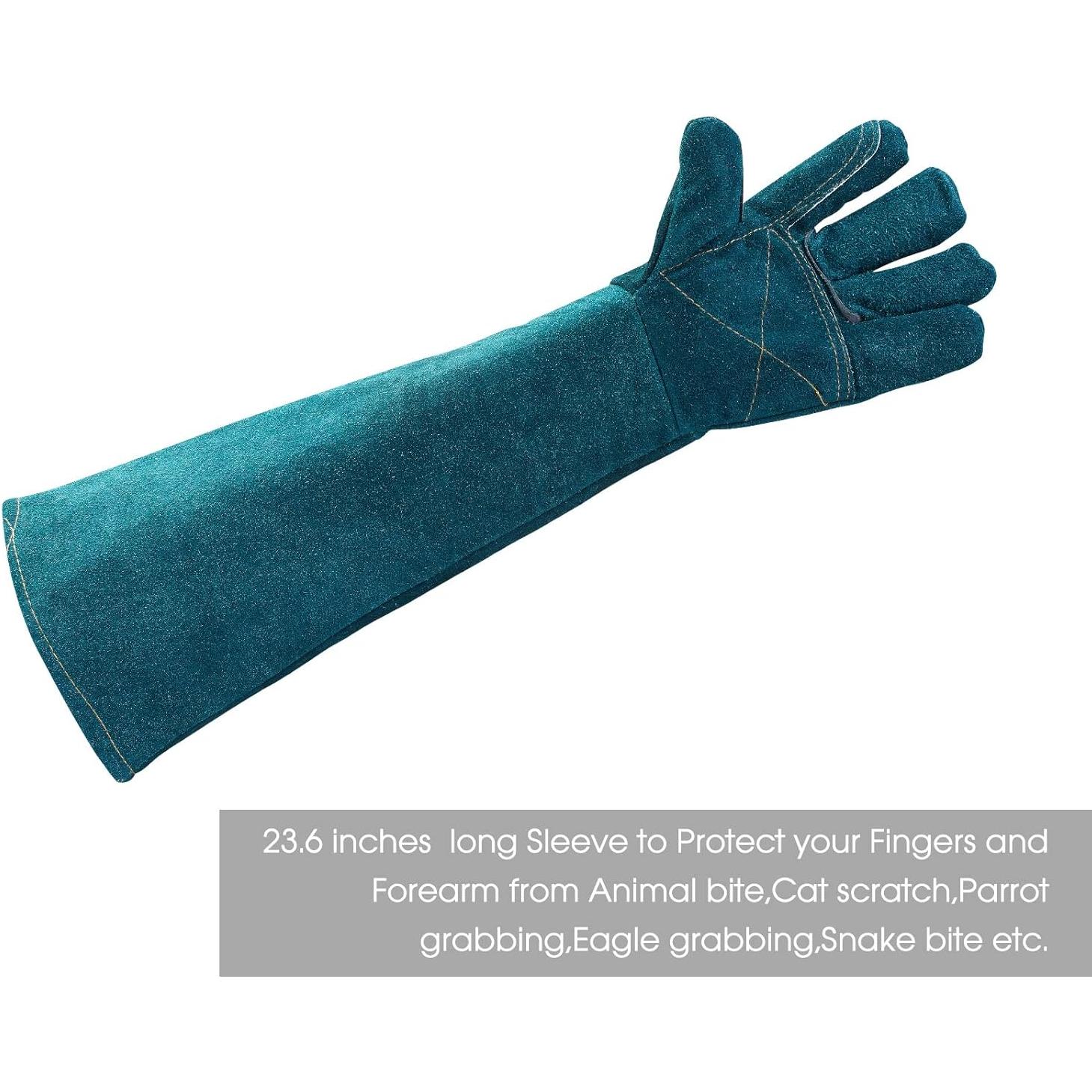 Guantes de Manejo de Animales AOWPFVV 60cm Doble Cuero