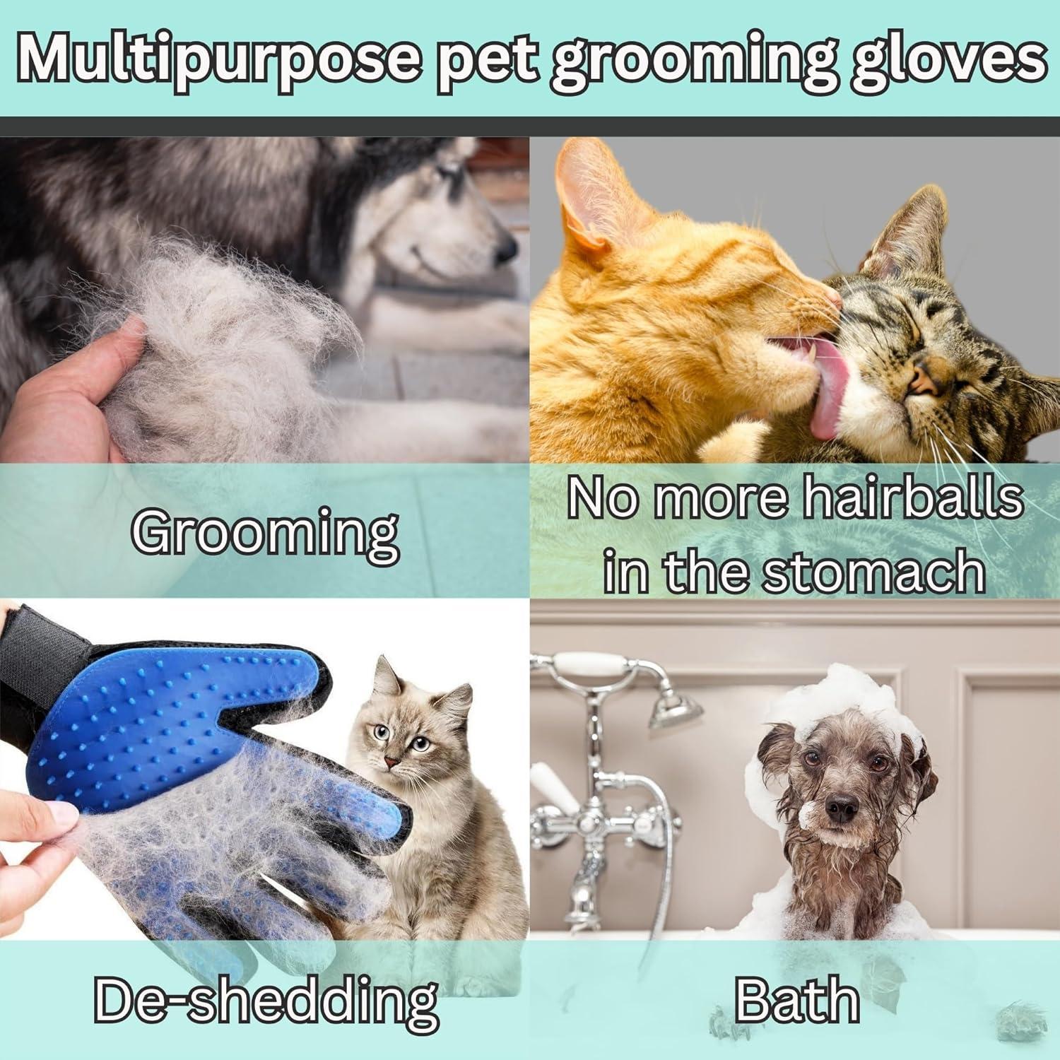 Guante Multi-Funcional ZepetZ para Remover Pelo de Mascotas - Mano Izquierda - Azul