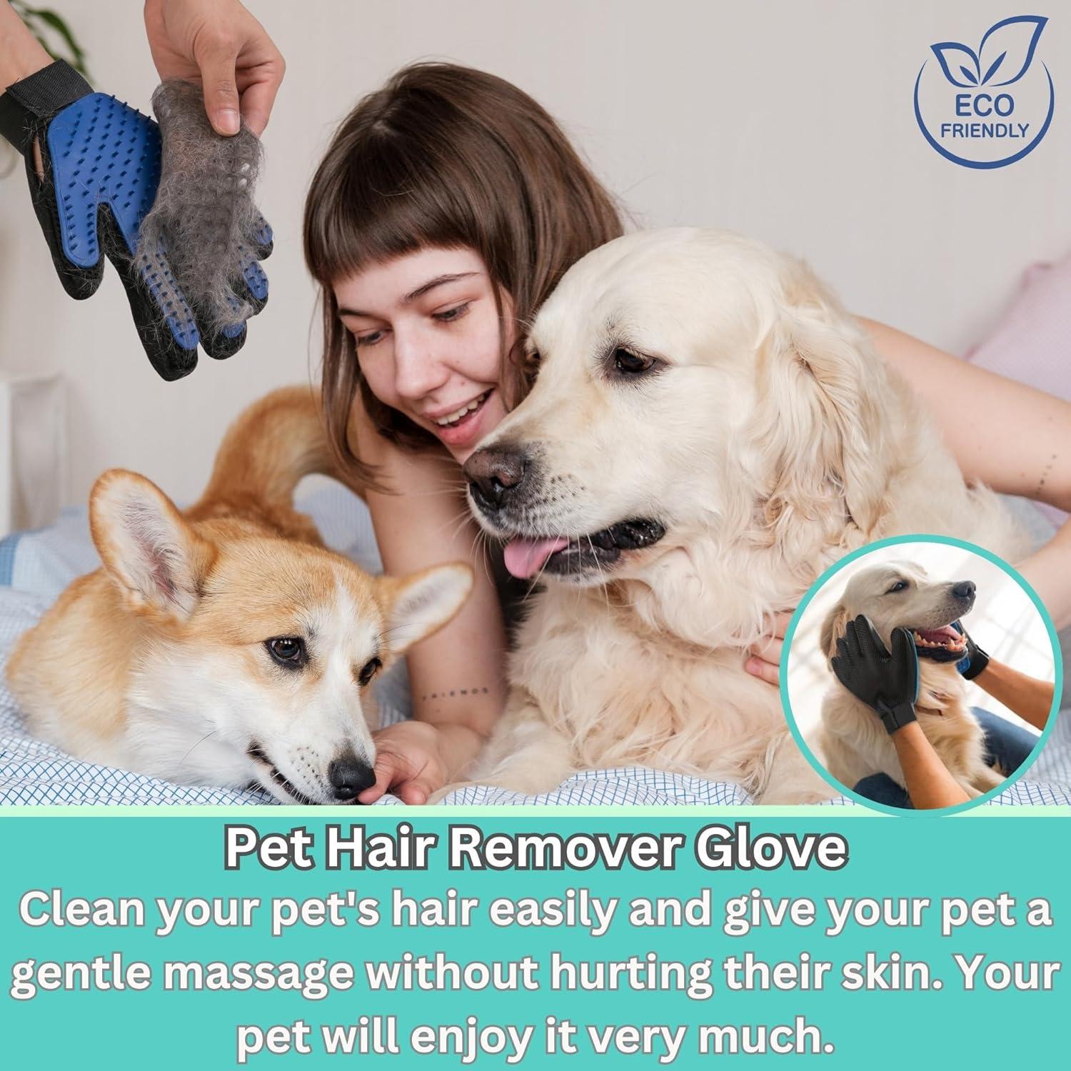 Guante Multi-Funcional ZepetZ para Remover Pelo de Mascotas - Mano Izquierda - Azul