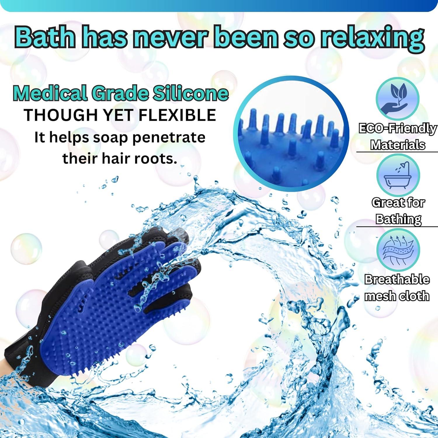 Guante Multi-Funcional ZepetZ para Remover Pelo de Mascotas - Mano Izquierda - Azul