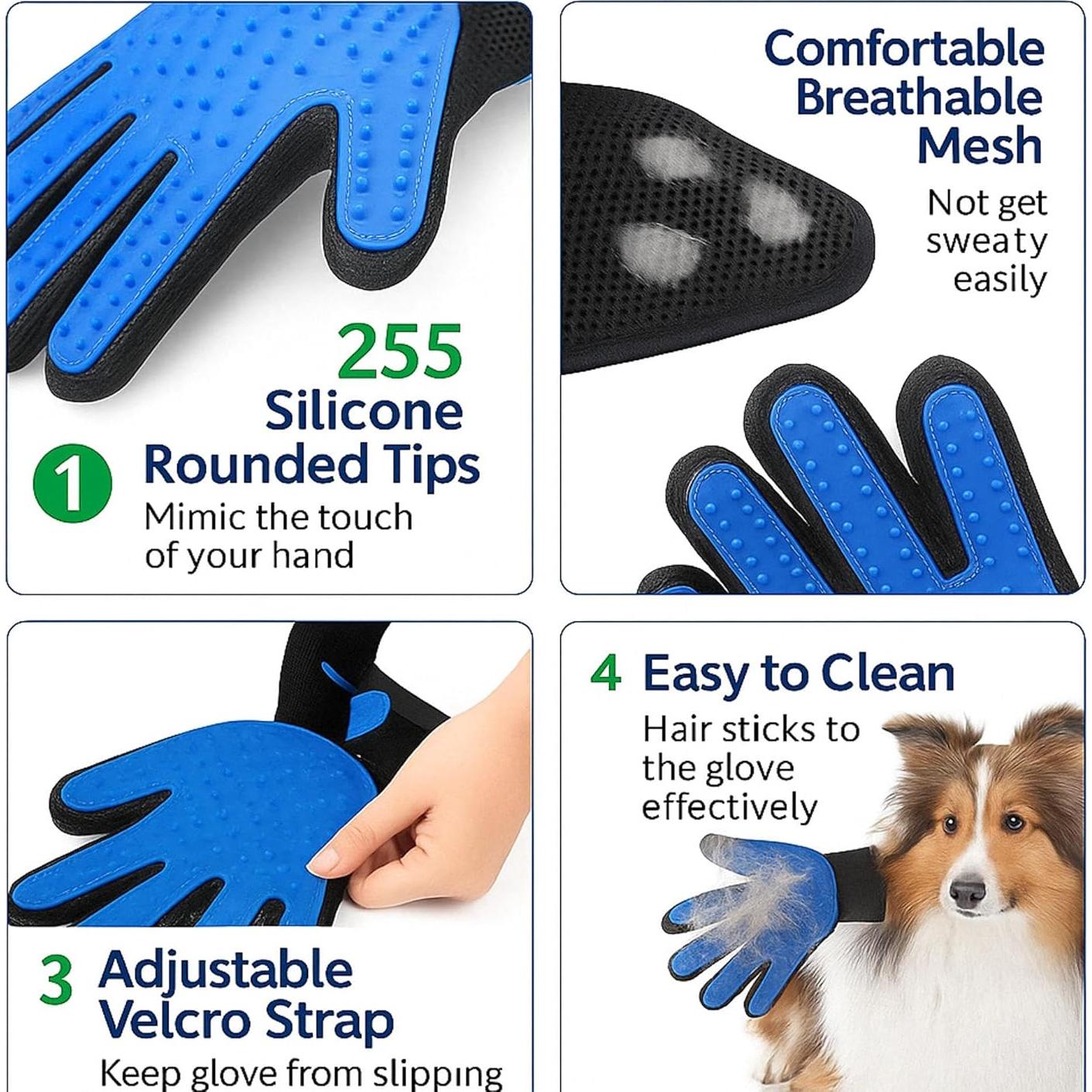 Guante de Aseo para Gatos HT LIFE - Eliminación de Pelo Largo