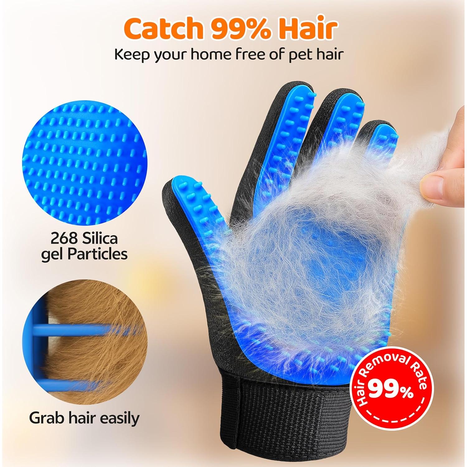 Guante Quitapelos para Mascotas POHAHA - Azul, Suave y Eficiente