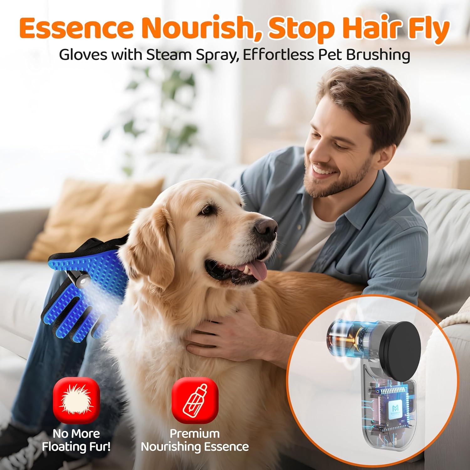 Guante Quitapelos para Mascotas POHAHA - Azul, Suave y Eficiente