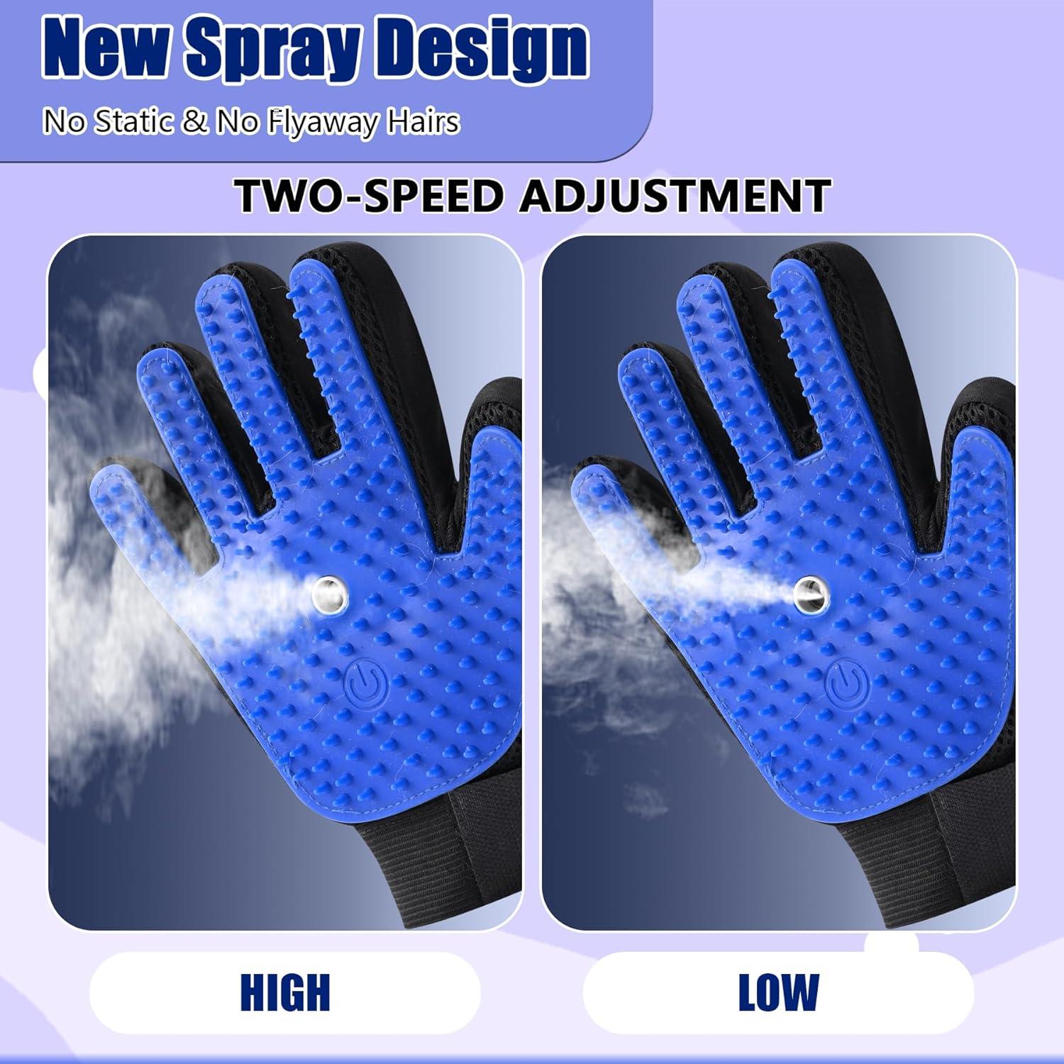 Guantes de Acicalar Mascotas Oiuyamn con Vapor - Azul